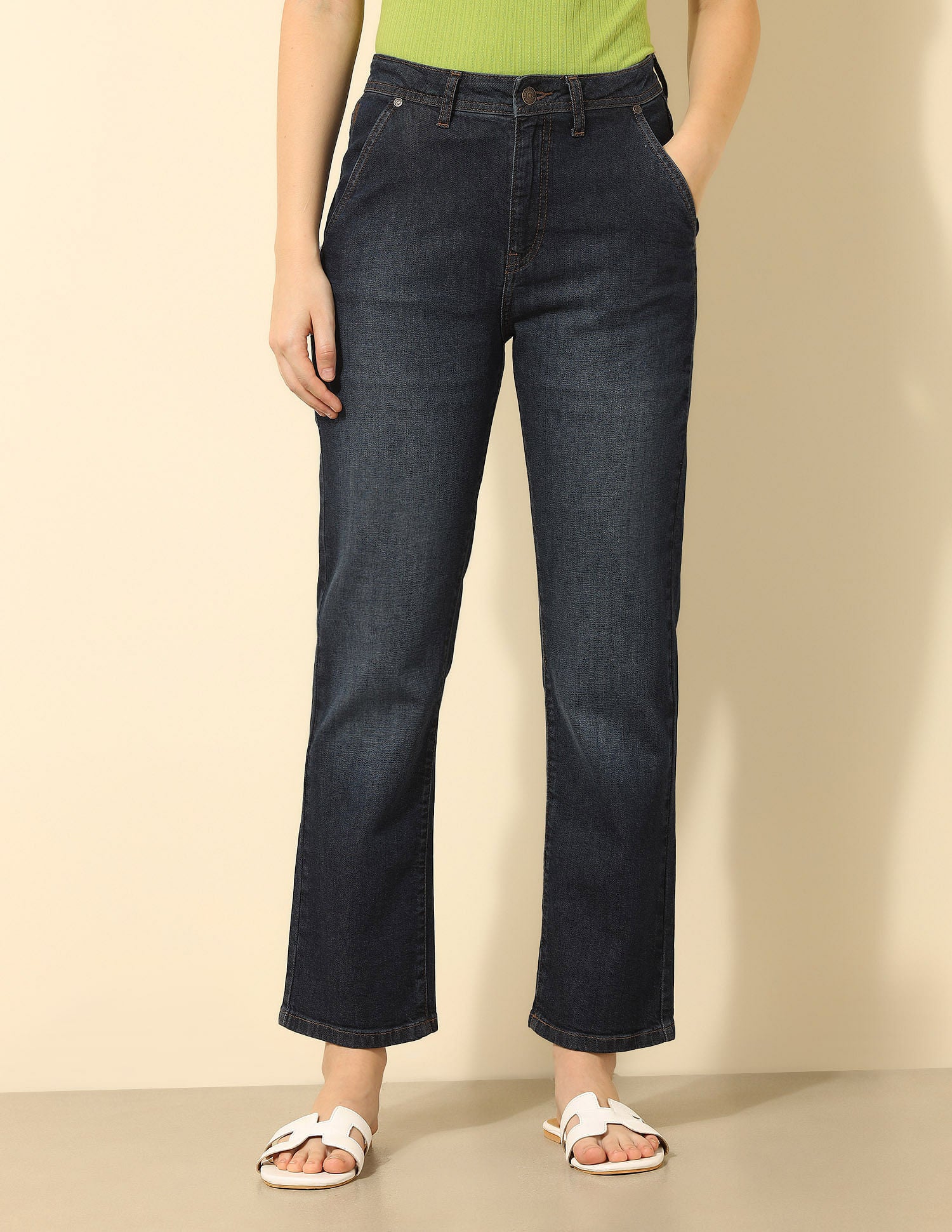 High Rise Straight Fit Jeans Dark Blue - U.S. POLO ASSN. | Large