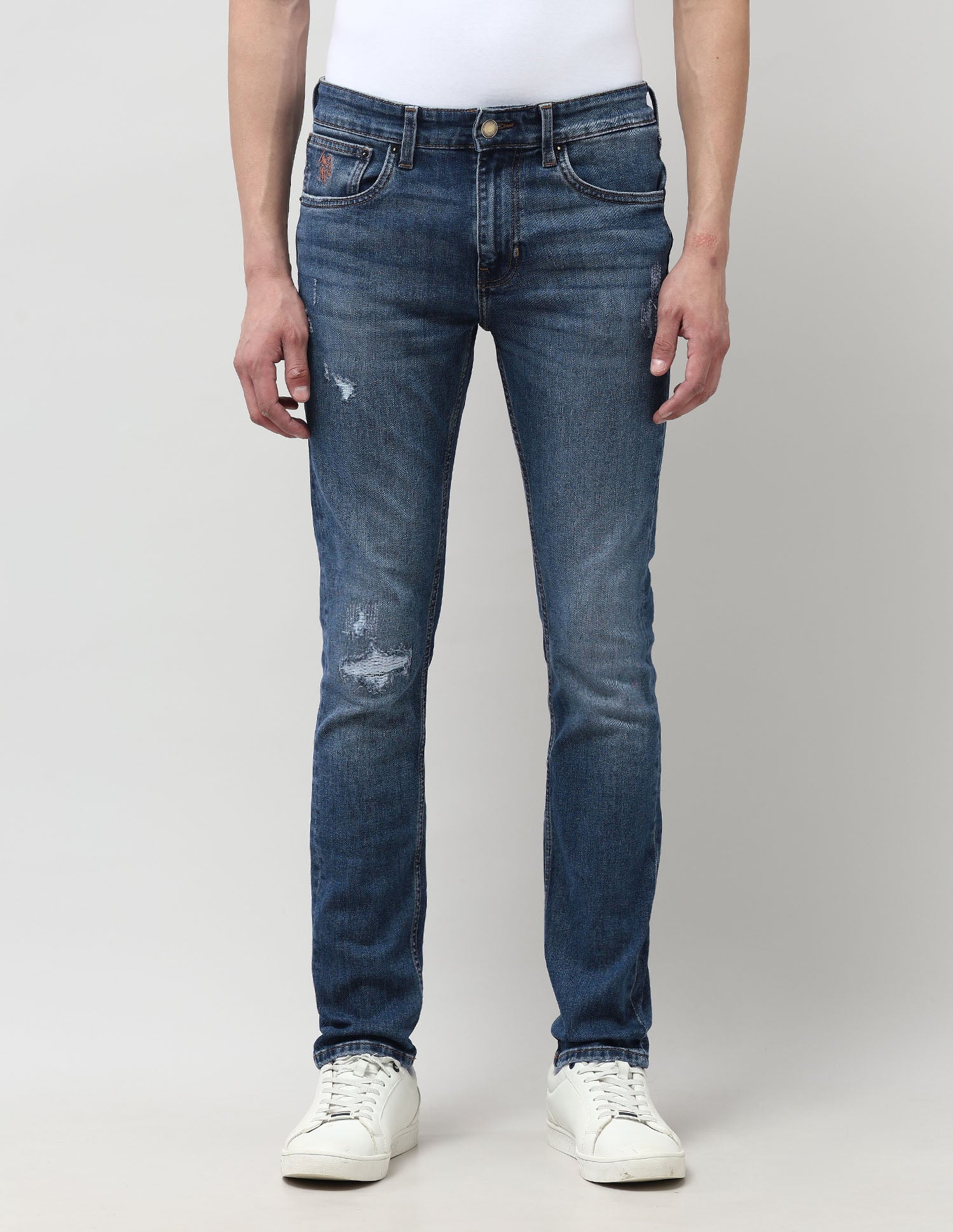 Regallo Skinny Fit Blue Jeans Mid Wash - U.S. POLO ASSN. | Large