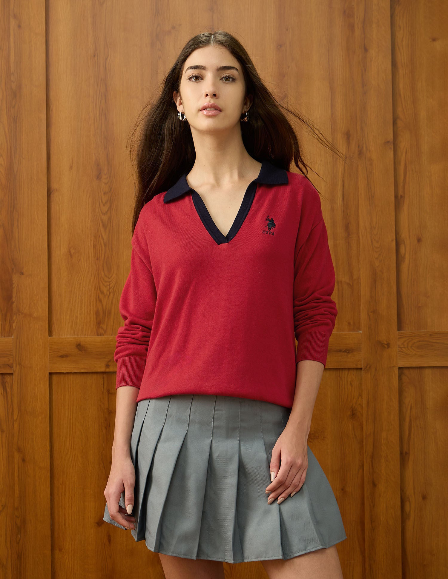 Relaxed Fit Solid Sweater Red - U.S. POLO ASSN. | Large