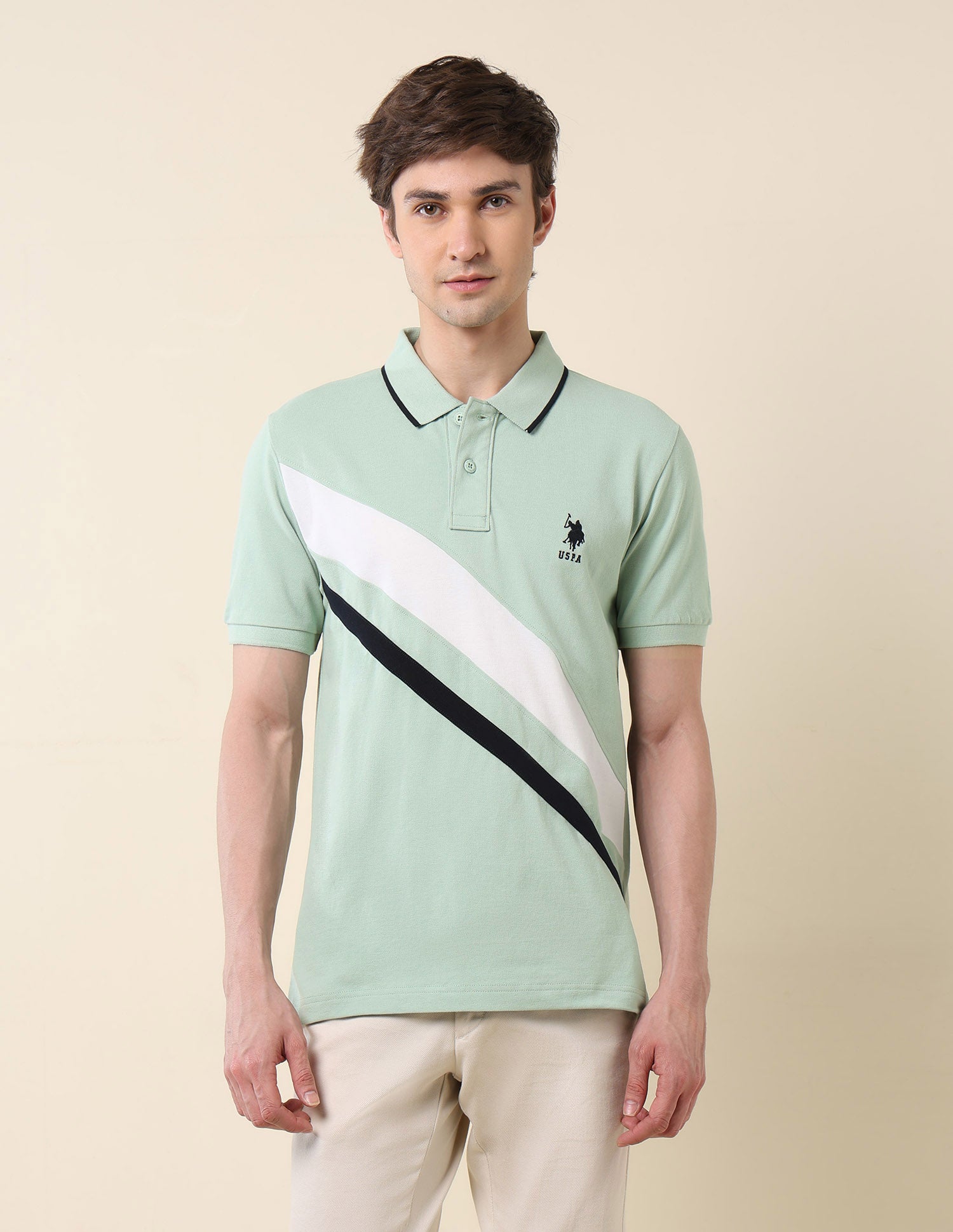 Colourblocked Classic Polo Shirt Light Green - U.S. POLO ASSN. | Large