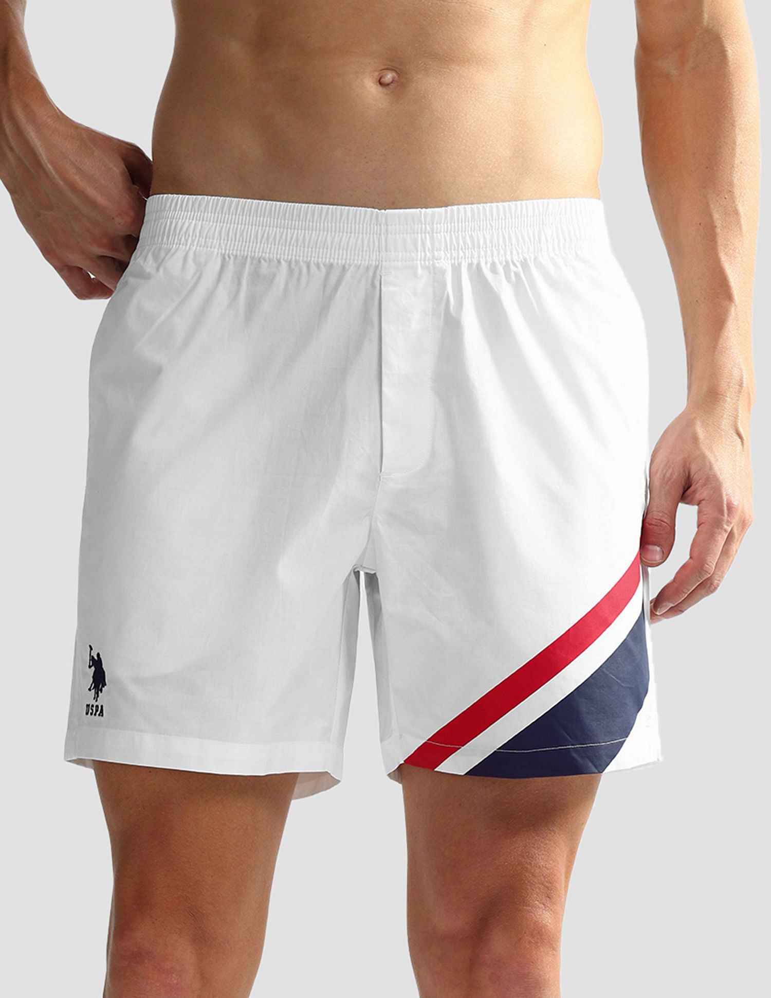 Mid Rise Solid OEX06 Shorts - Pack Of 1 White Paneled - U.S. POLO ASSN. | Large
