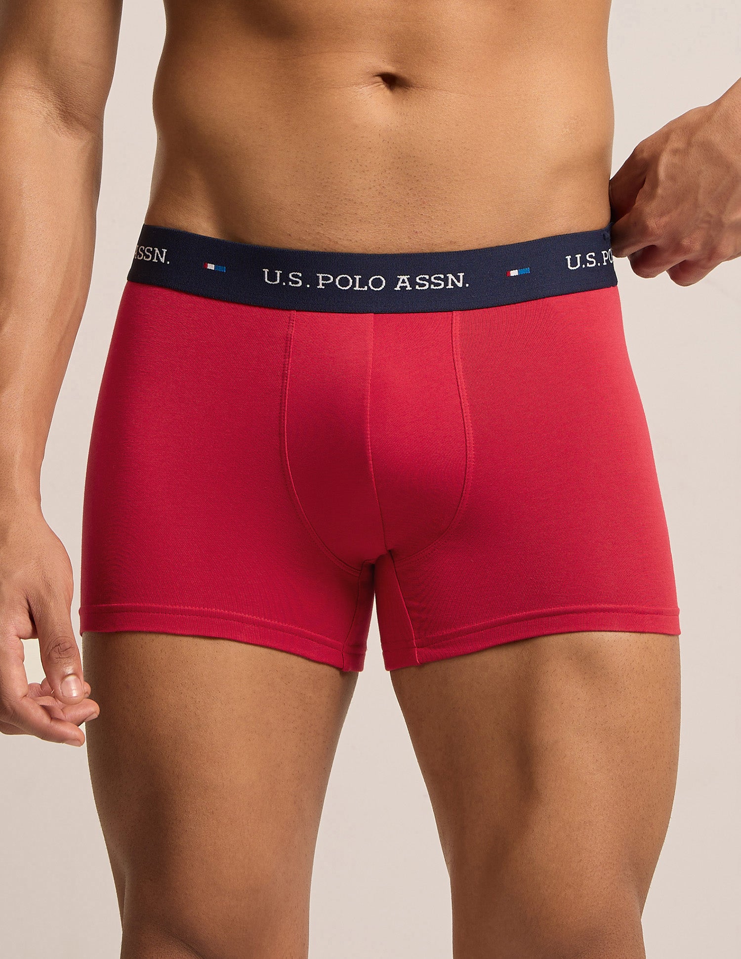 Breathable Cotton Stretch OET25 Trunks - Pack of 3 Red|Moonlight Blue - U.S. Polo Assn. India | Large