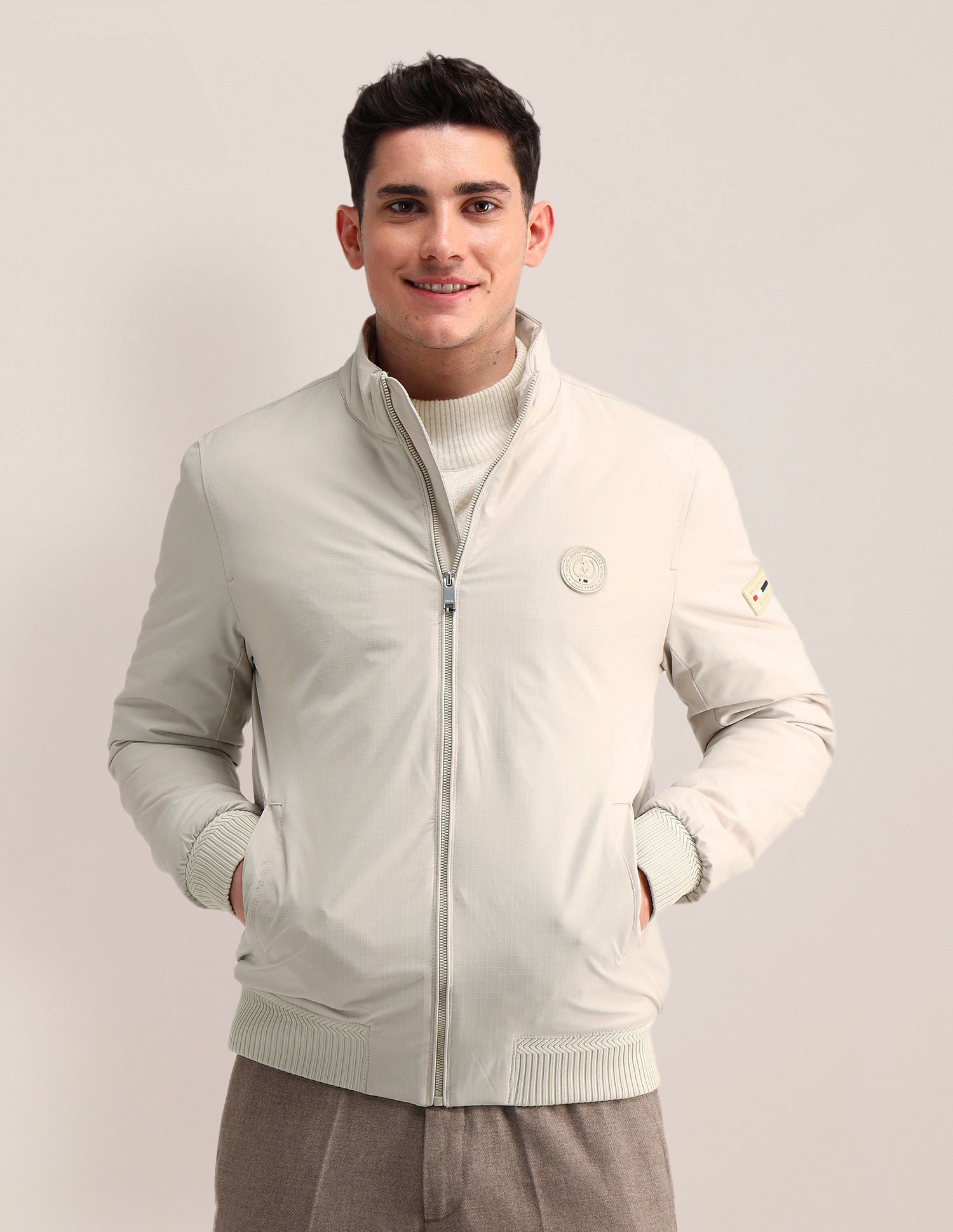 Regular Fit Solid Casual Jacket Off White - U.S. POLO ASSN. | Large