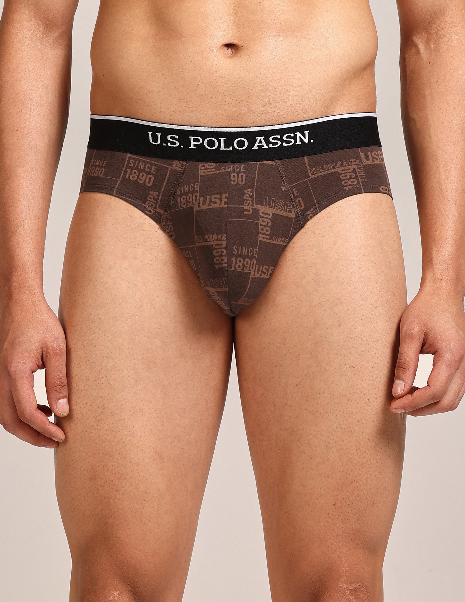 Abrasion Free Printed OEB24 Briefs - Pack Of 3 Blue, Blue, Bracken - U.S. Polo Assn. India | Large
