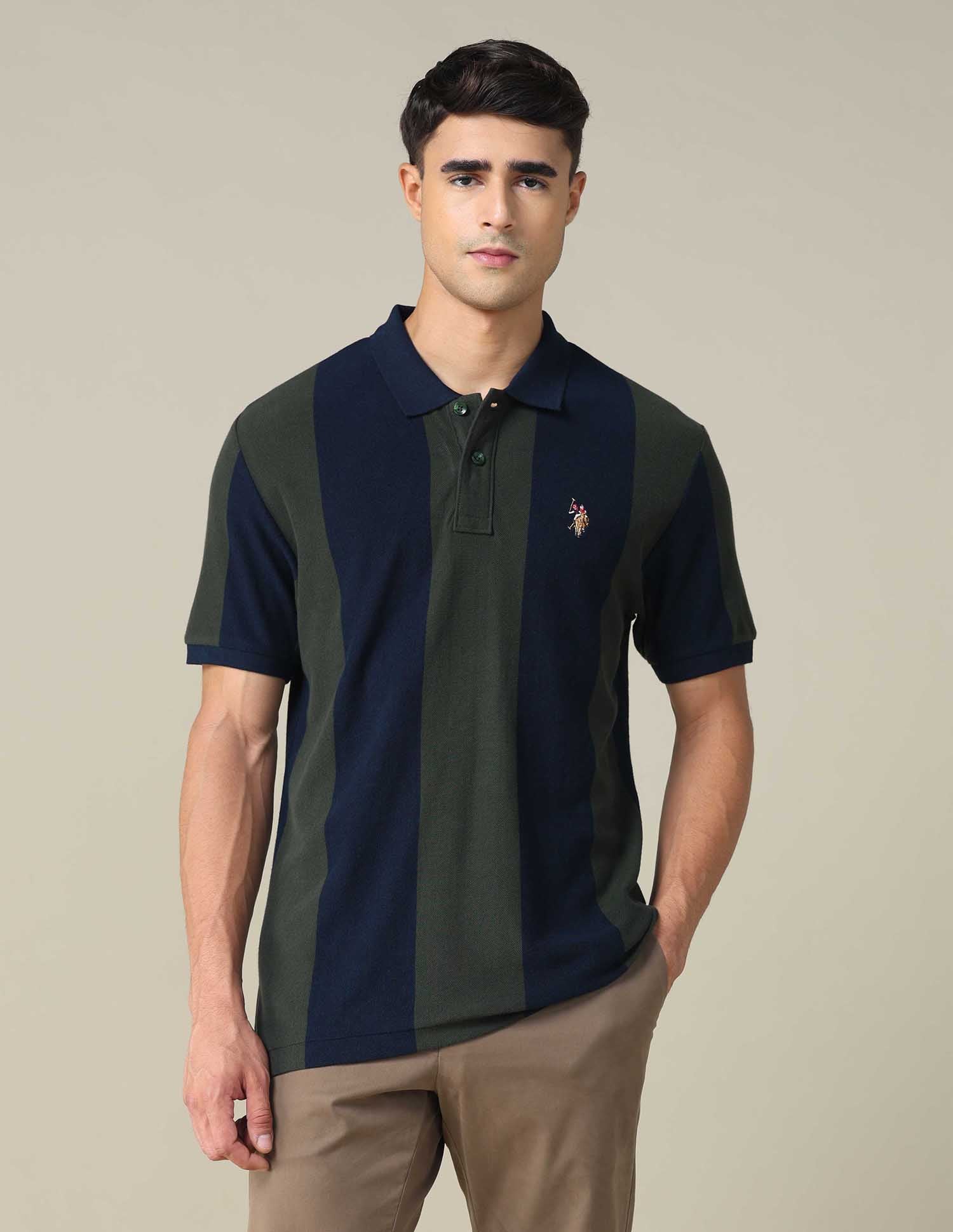 Vertical Striped Muscle Fit Polo Shirt Navy - U.S. POLO ASSN. | Large