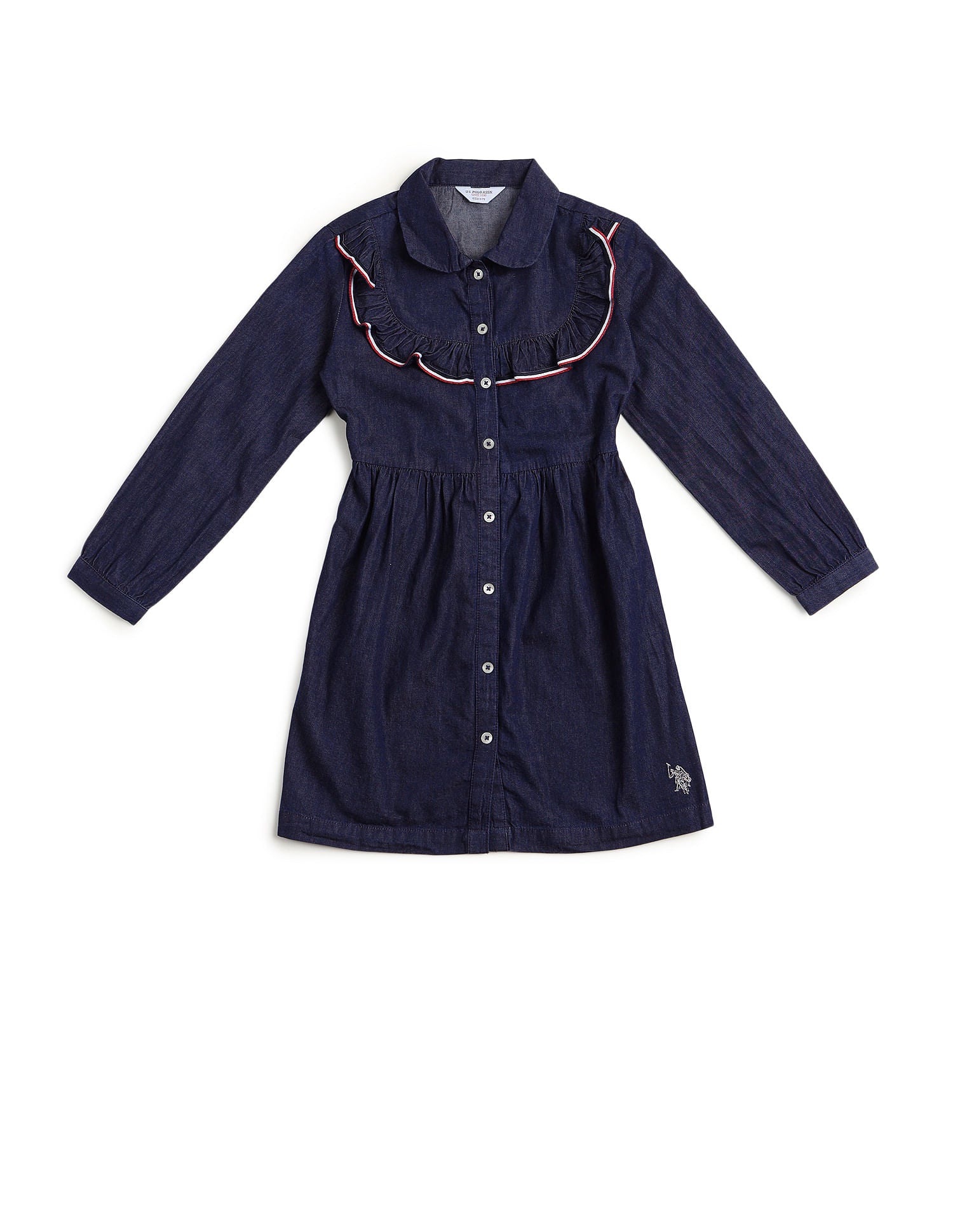 Girls Solid A-Line Dress Blue - U.S. POLO ASSN. | Large