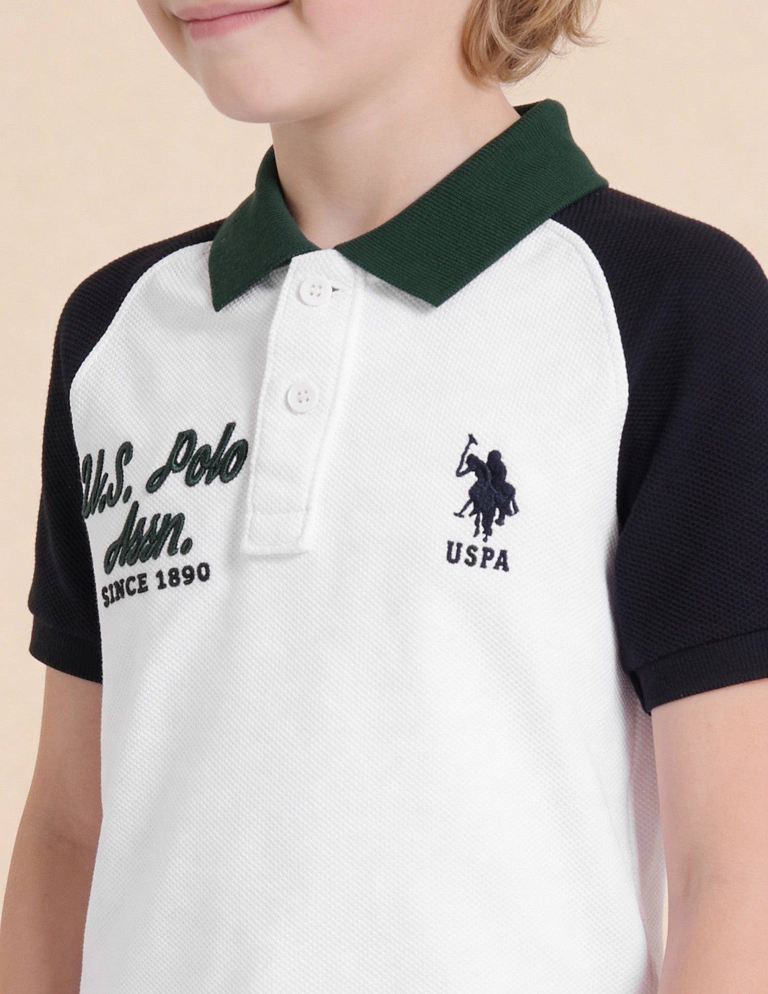 Boys Colour Block Regular Fit Polo Shirt White - U.S. Polo Assn. India | Large