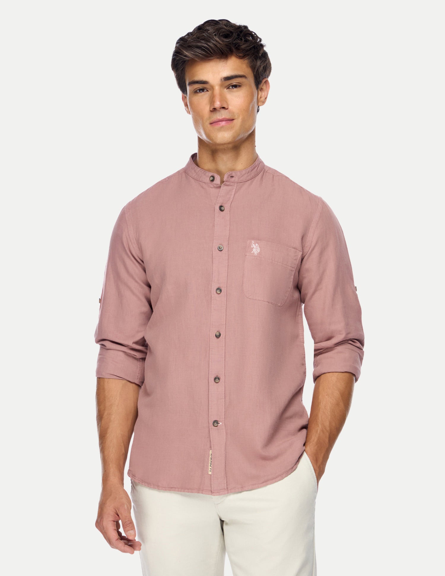 Dyed Linen Shirt Dusty Rose - U.S. Polo Assn. India | Large