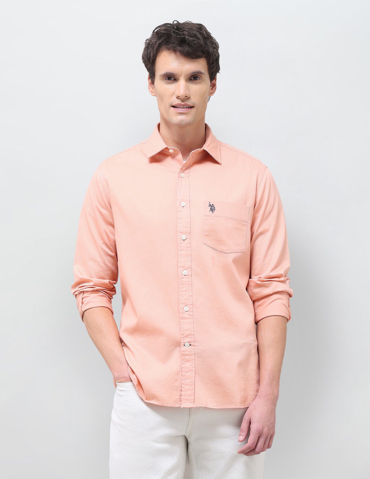 Solid Tailored Fit Shirt Pink - U.S. Polo Assn. India | Large