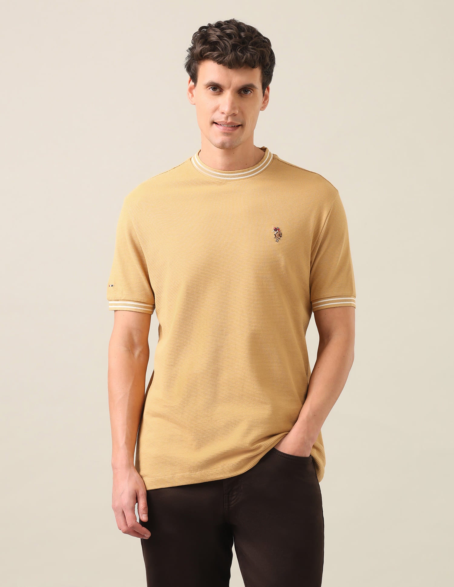 Solid Slim Fit T-Shirt Yellow - U.S. Polo Assn. India | Large