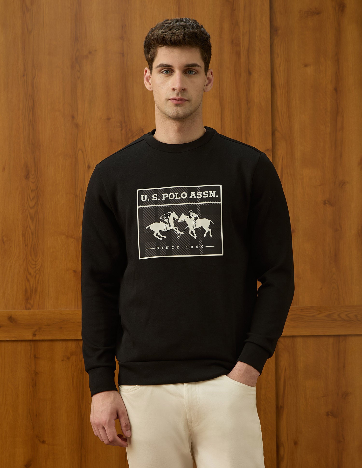 Graphic Brand Printed Equestrian Aisle Theater Sweatshirt Black - U.S. POLO ASSN. | Large