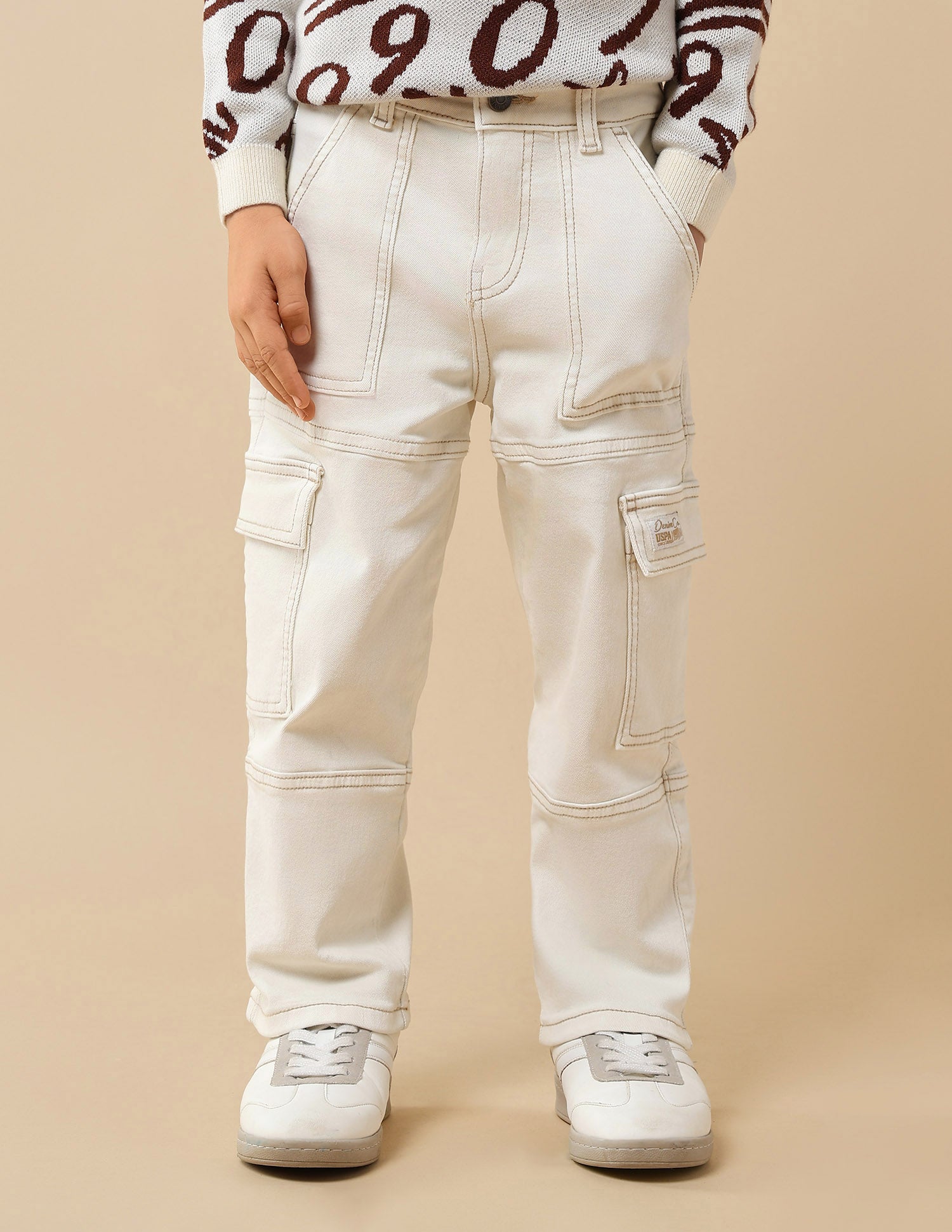 Boys Relaxed Fit Mid Rise Jeans White - U.S. POLO ASSN. | Large