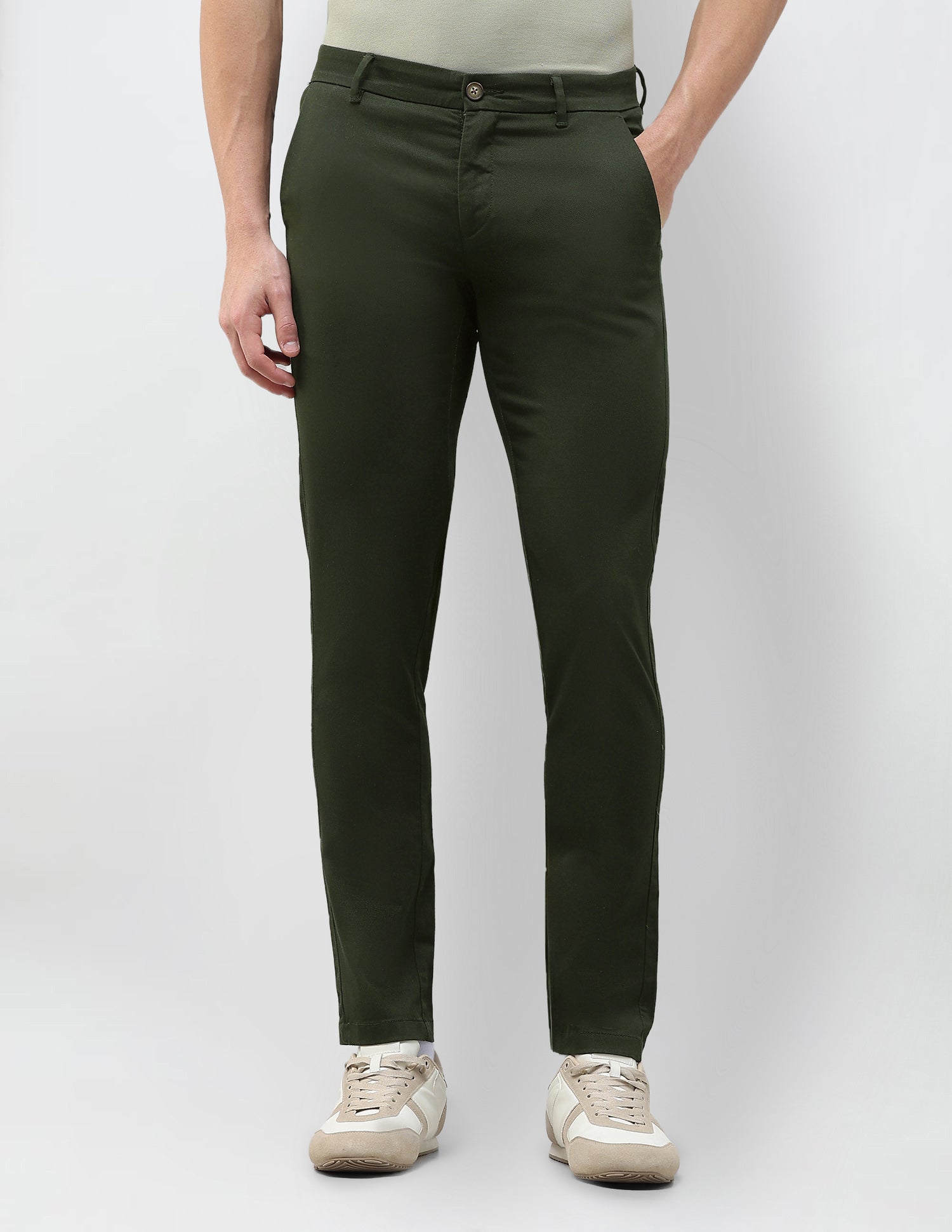 Super Slim Fit Twill Trousers Dark Olive - U.S. Polo Assn. India | Large