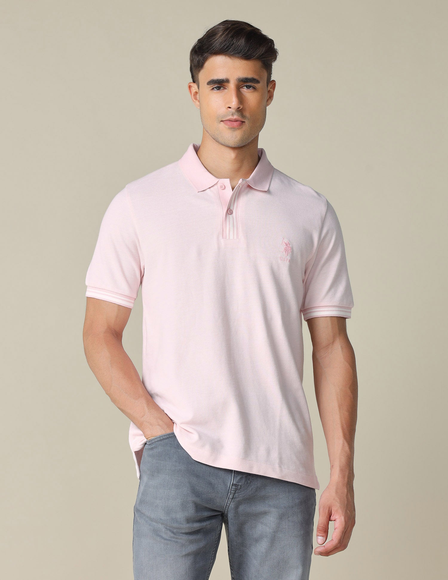 Pure Cotton Regular Fit Polo Shirt Pink - U.S. POLO ASSN. | Large