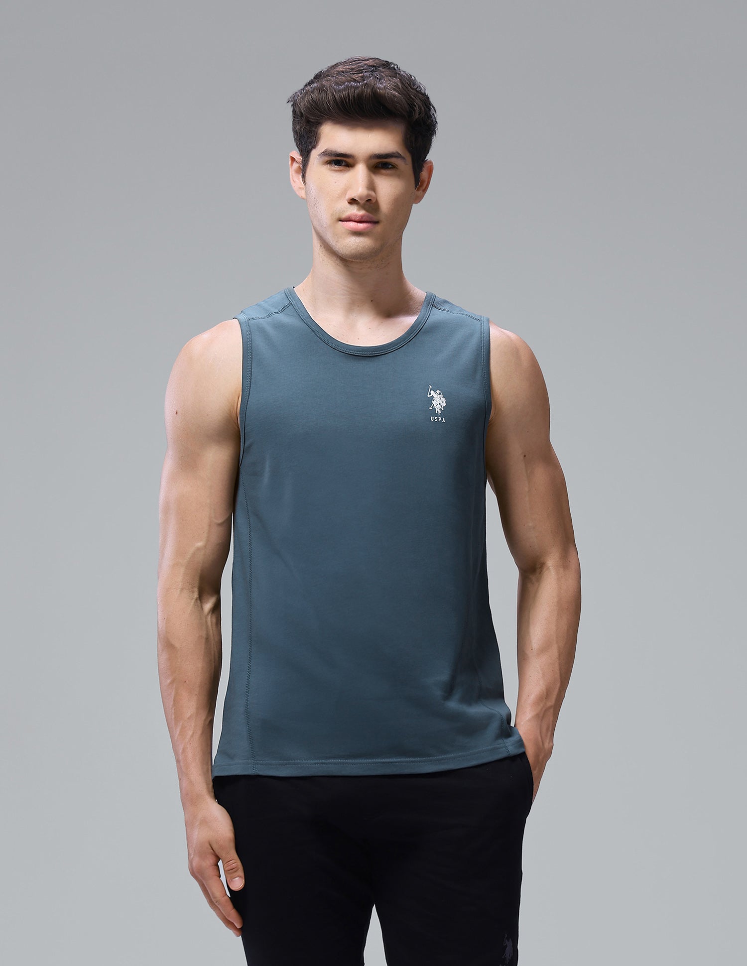 Antimicrobial Pure Cotton OEV11 Gym Vest - Pack Of 1 Stargazer - U.S. Polo Assn. India | Large