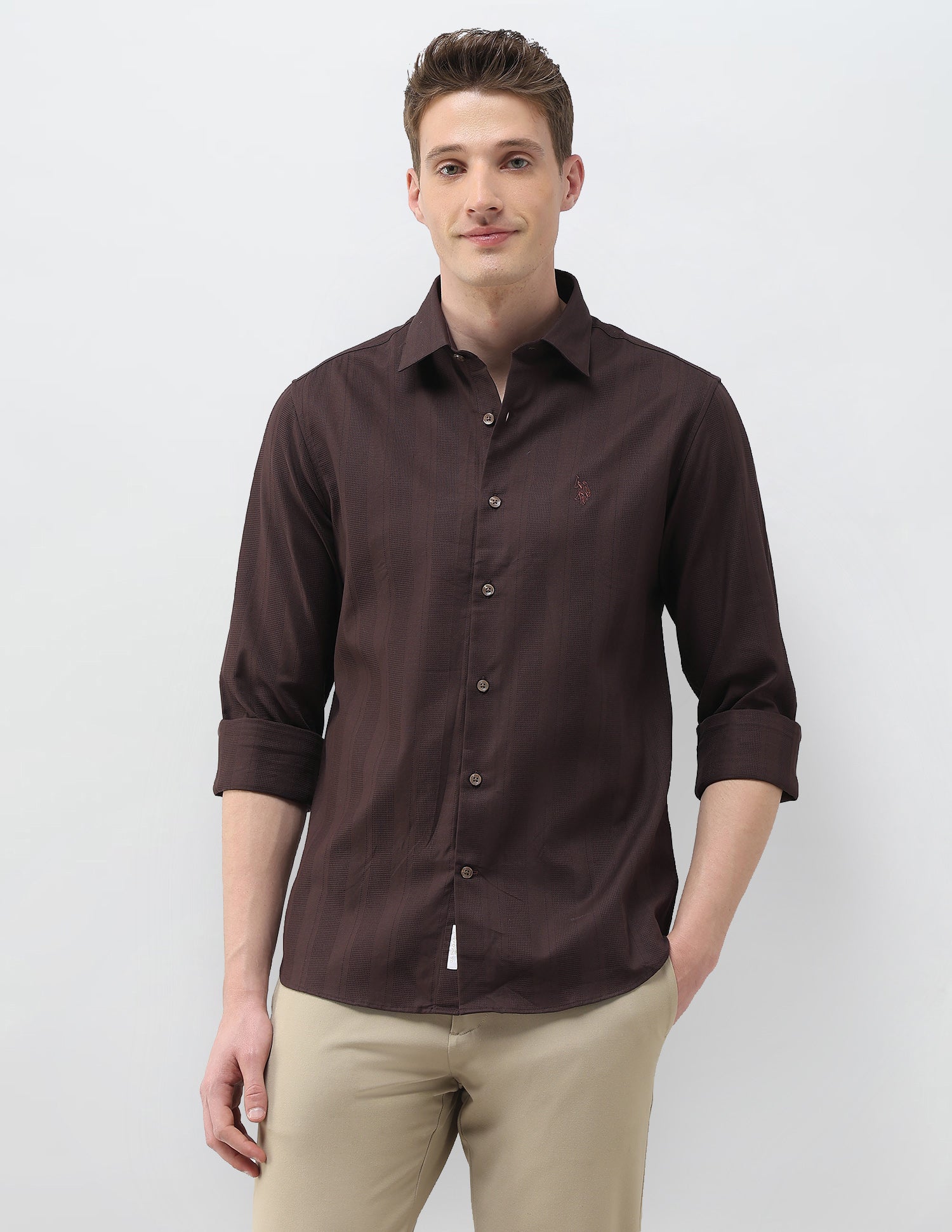 Dobby Textured Shirt Choco - U.S. Polo Assn. India | Large