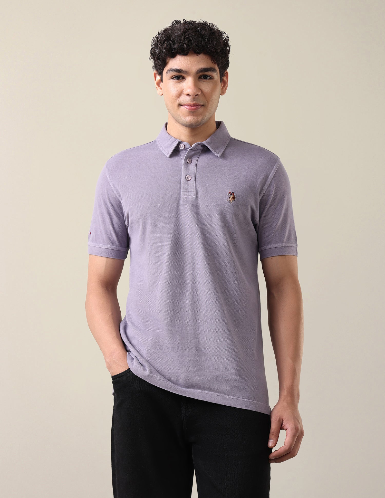 Solid Slim Fit Polo Shirt Lilac - U.S. Polo Assn. India | Large
