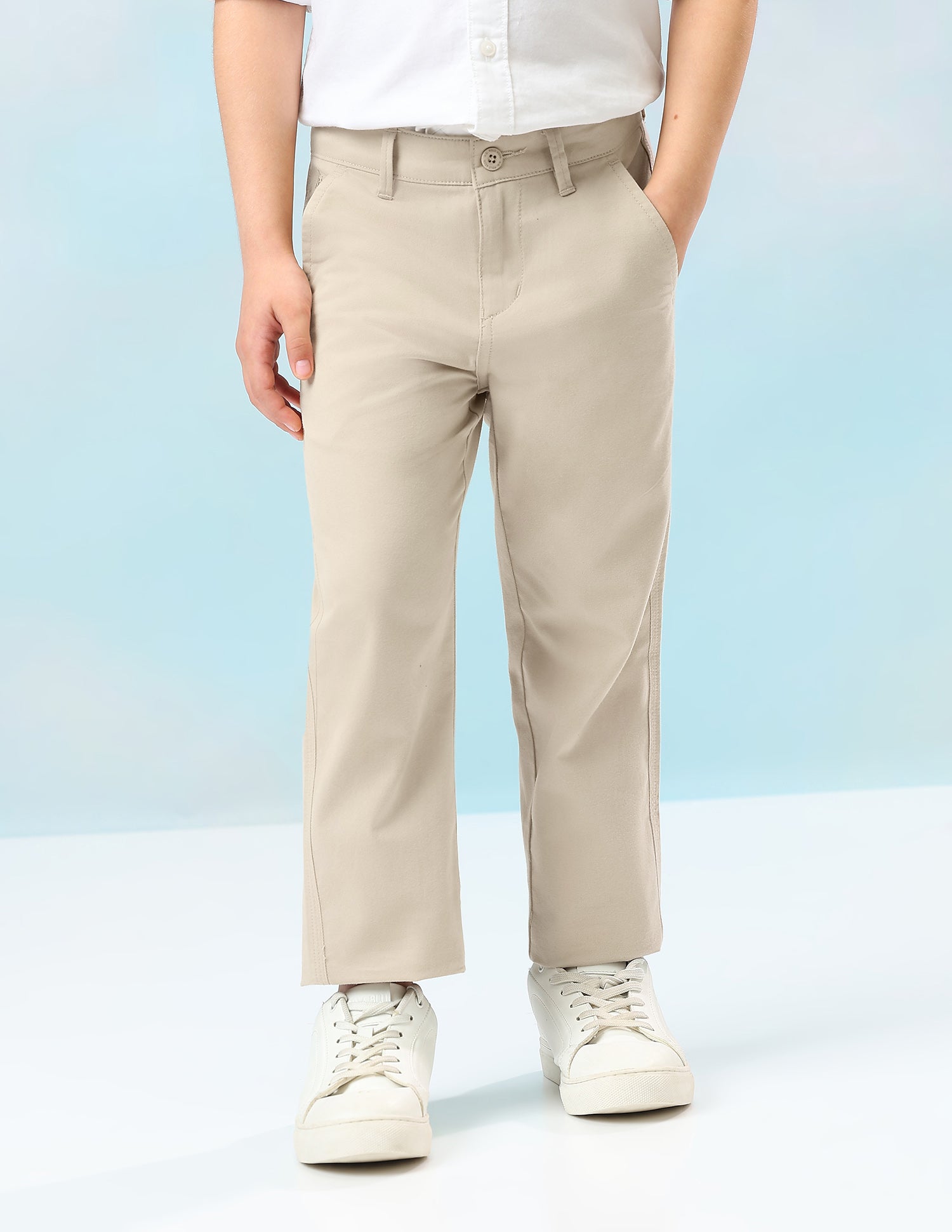 Mid Rise Twill Trousers Beige - U.S. Polo Assn. India | Large