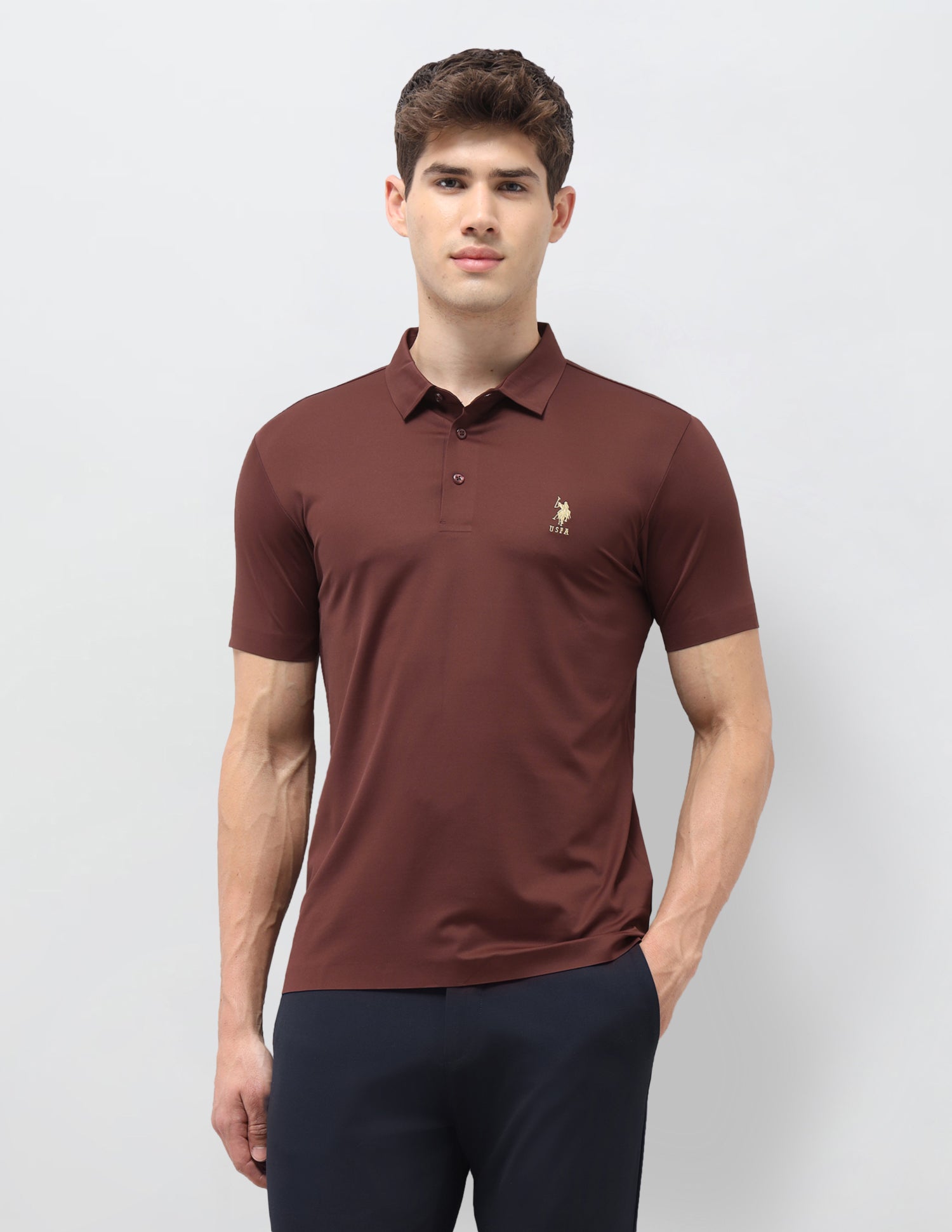 Solid Slim Fit Polo Shirt Rust - U.S. Polo Assn. India | Large