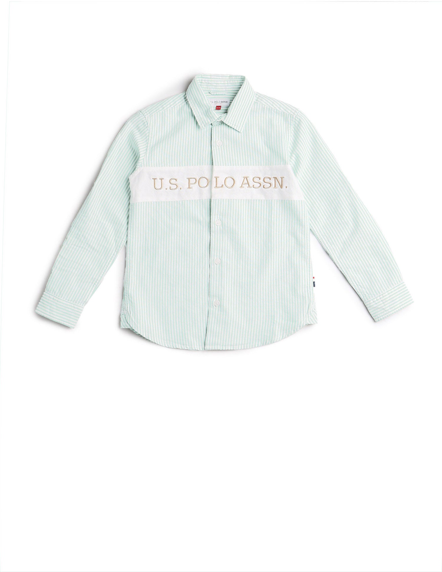 Boys Vertical Striped Regular Fit Shirt Light Green - U.S. POLO ASSN. | Large