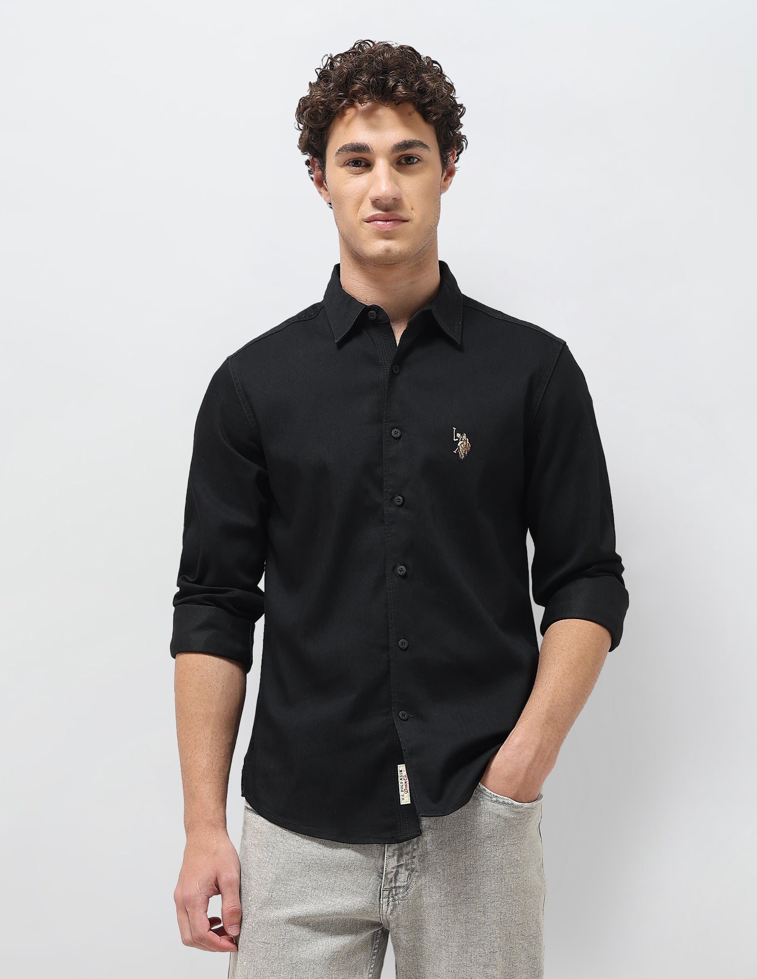 Regular Fit Twill Shirt Black - U.S. Polo Assn. India | Large