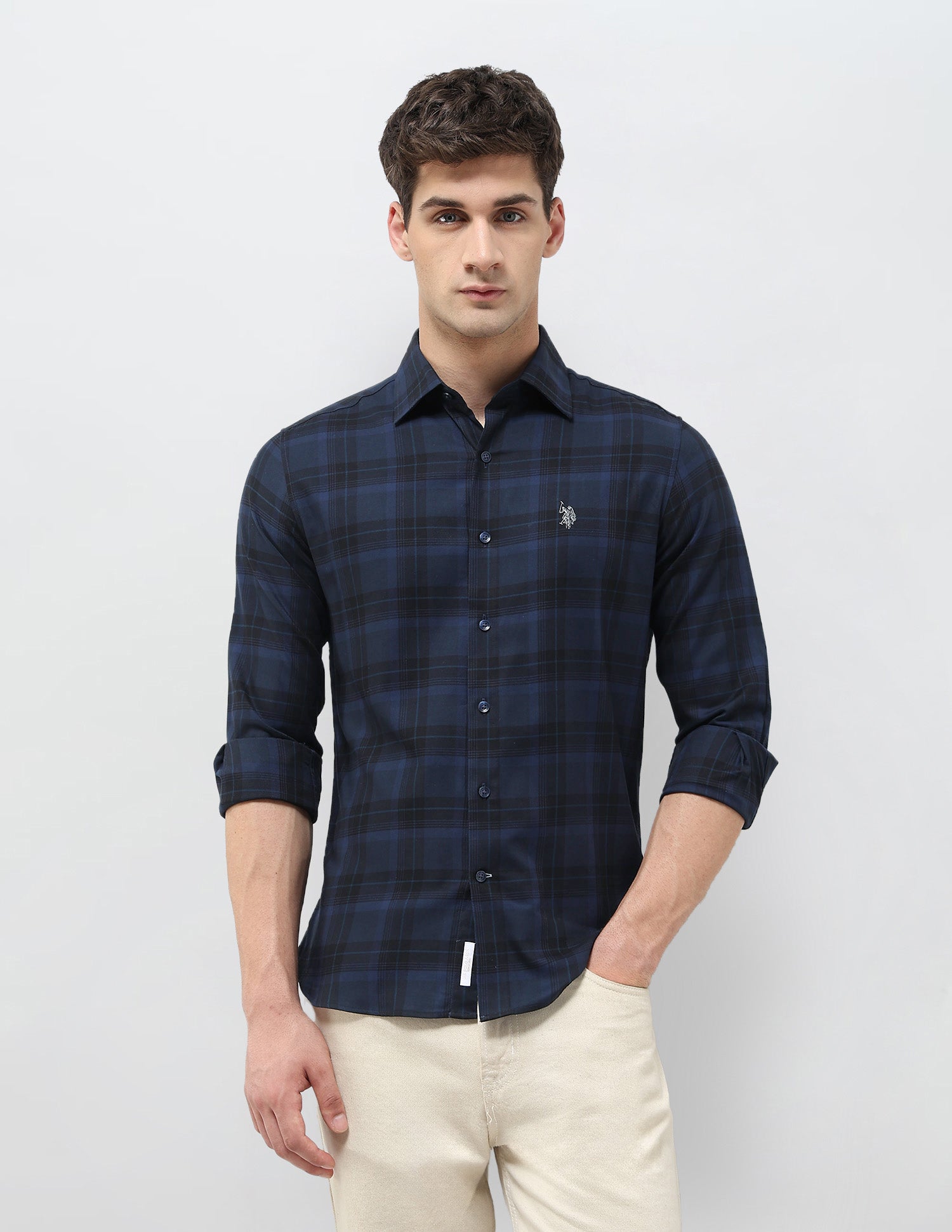 Tartan Checked Twill Shirt Navy - U.S. POLO ASSN. | Large
