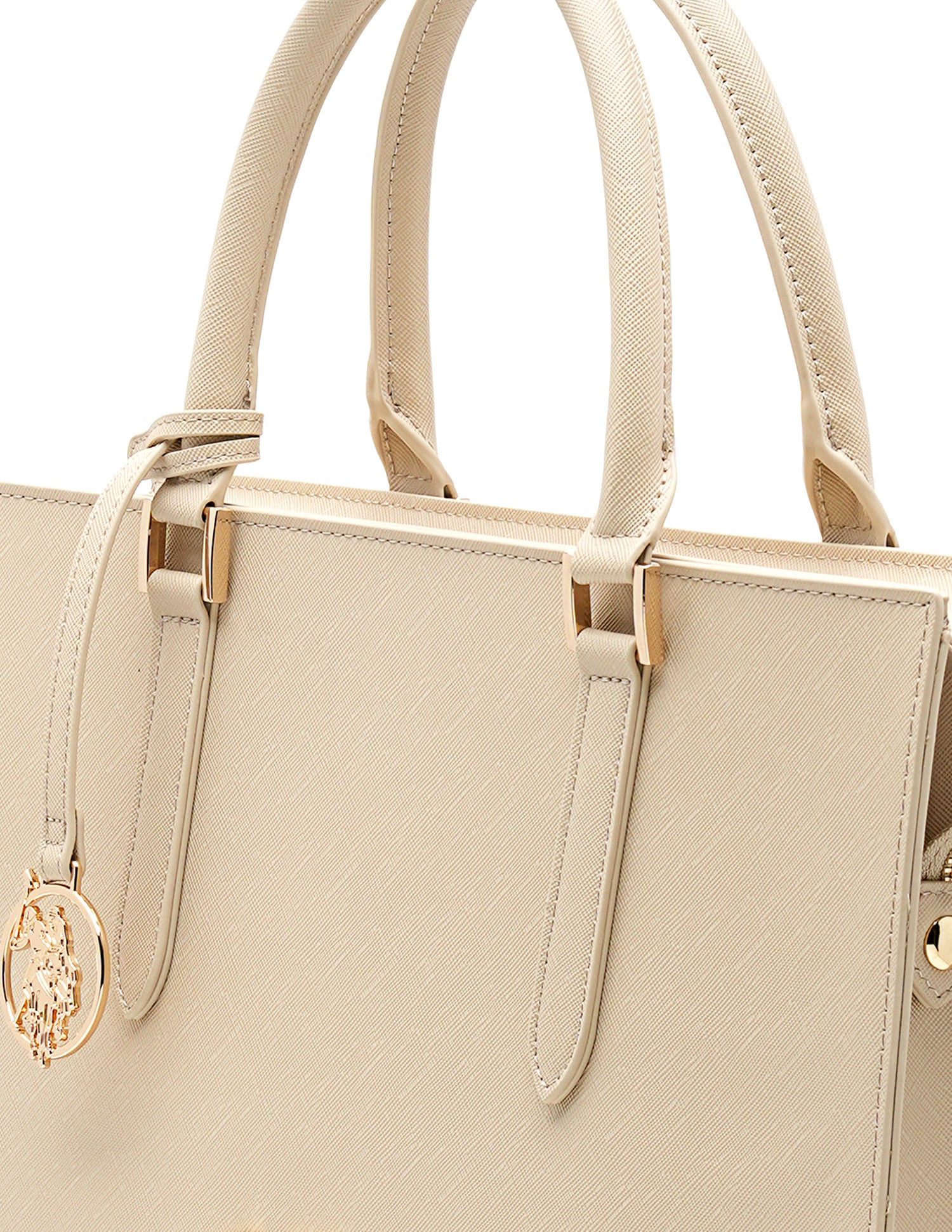 Lenda Textured Satchel Bag Nude - U.S. POLO ASSN. | Large