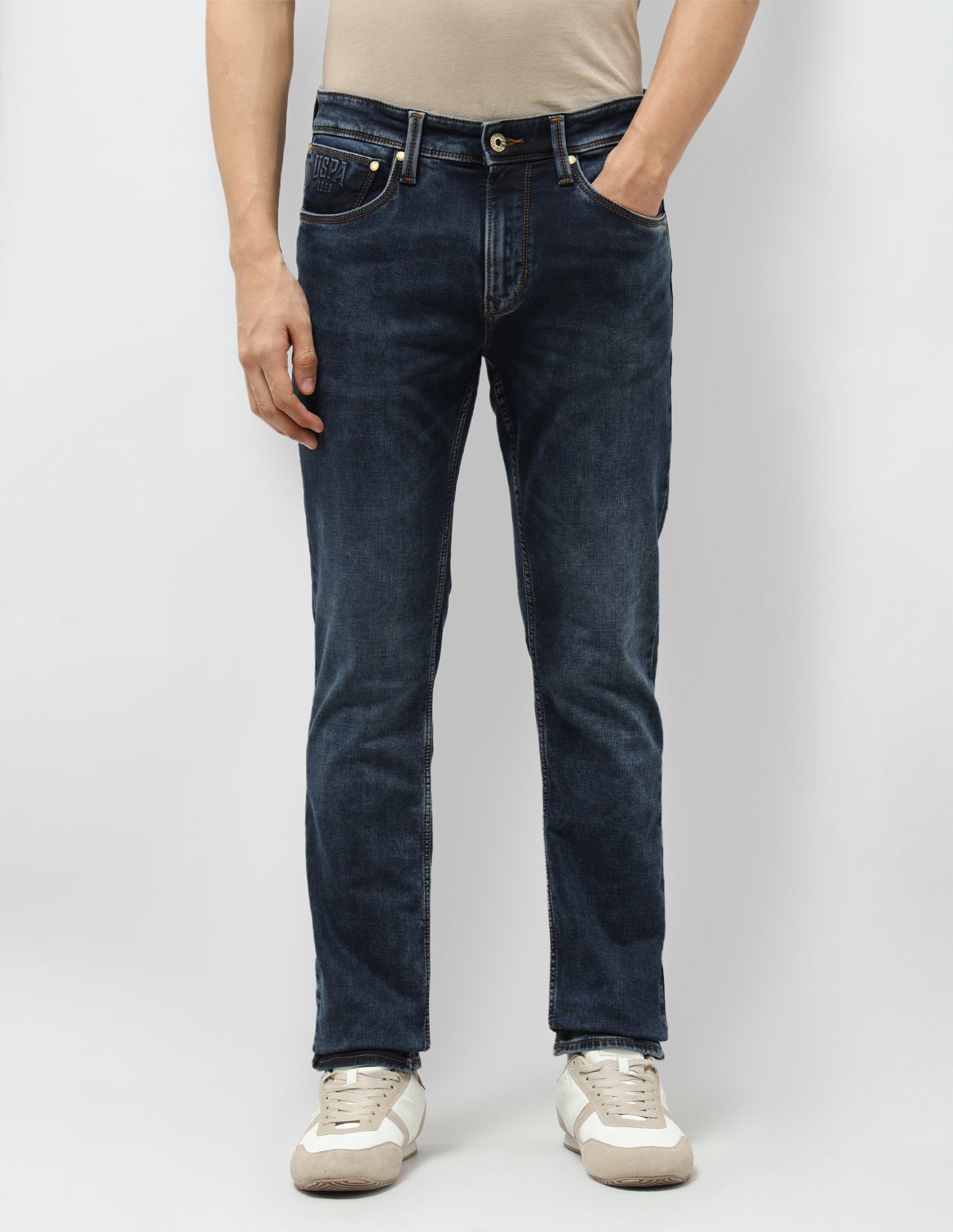 Brandon Slim Tapered Fit Blue Jeans Med Blue - U.S. POLO ASSN. | Large