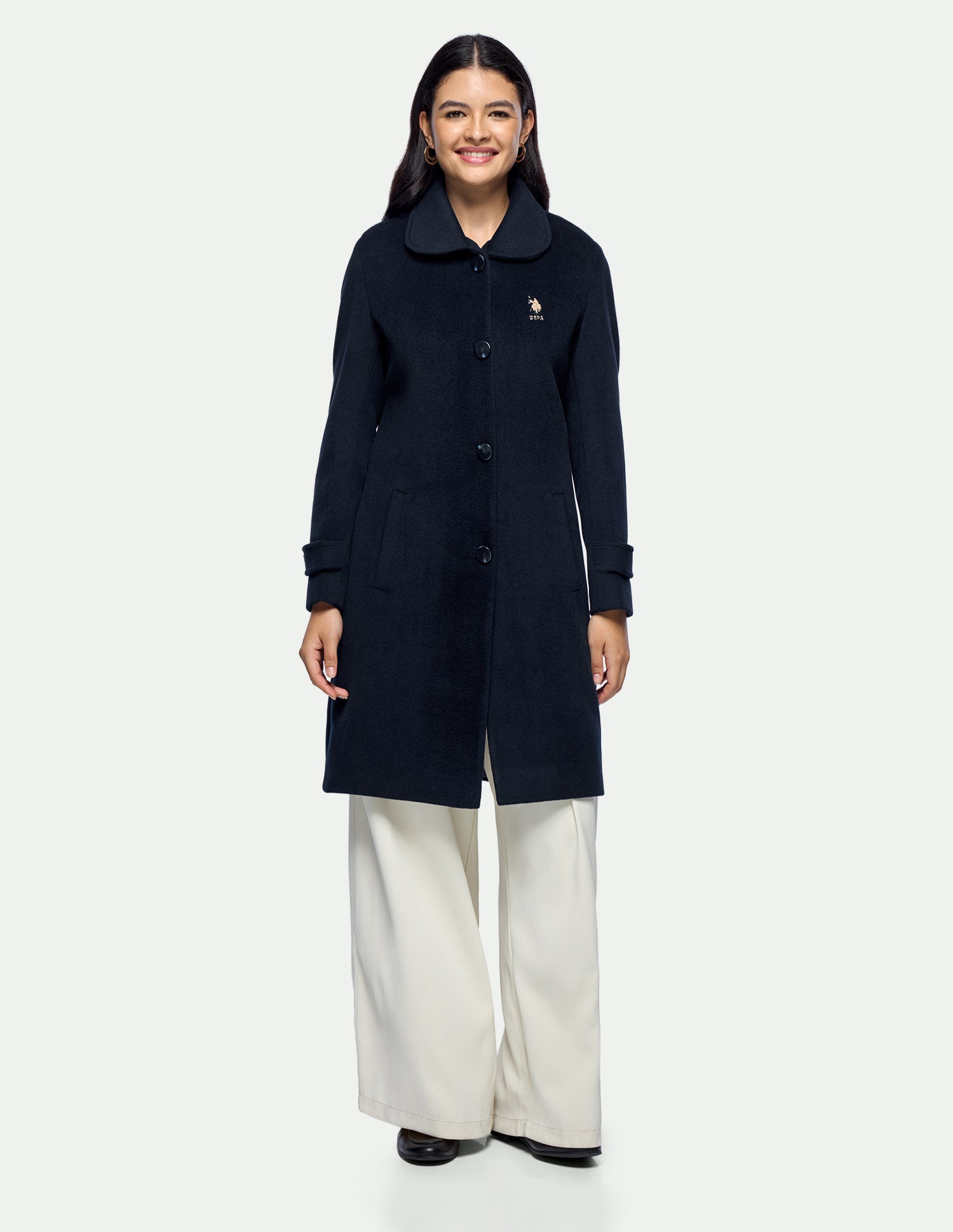 Longline Regular Fit Coat Navy - U.S. Polo Assn. India | Large