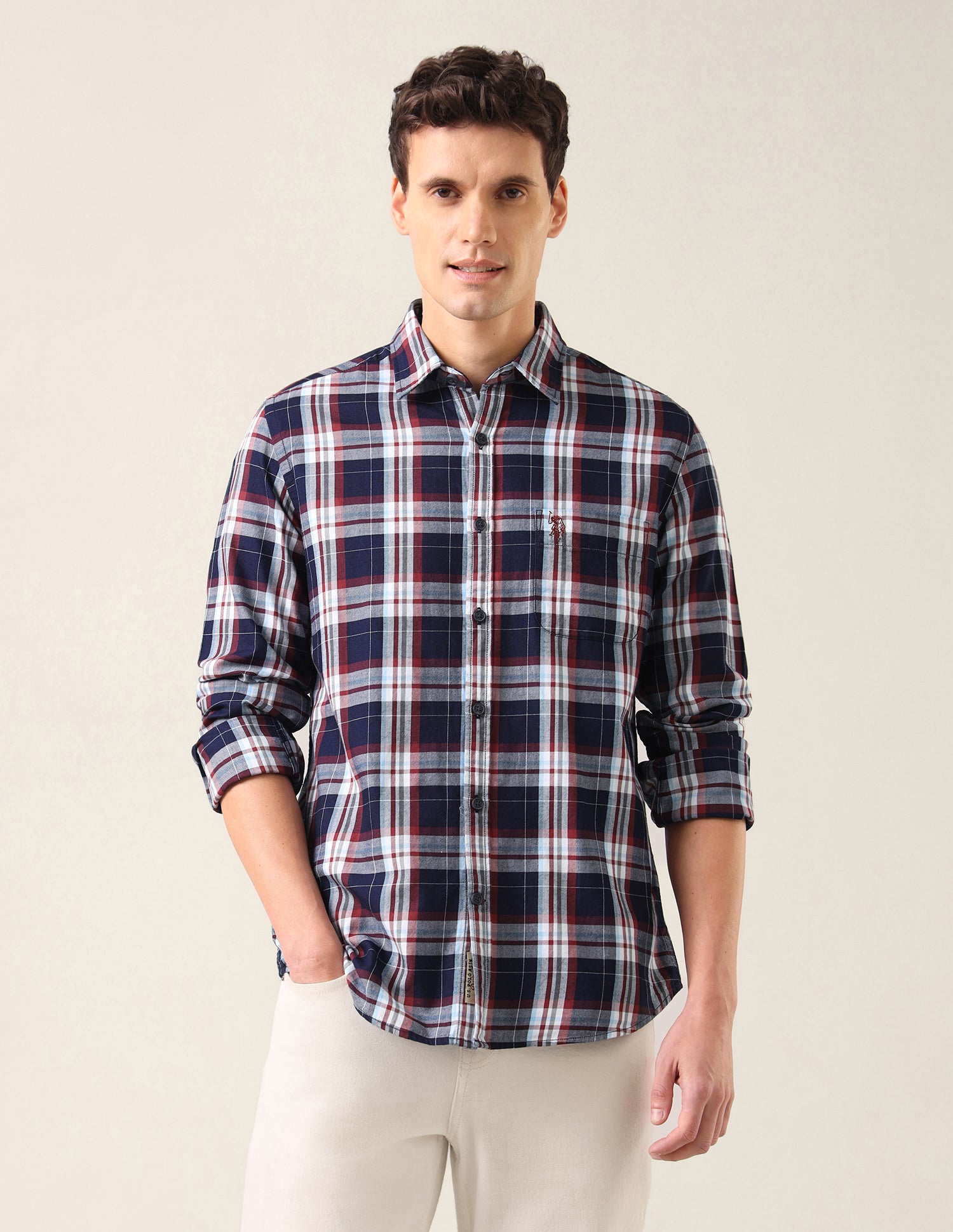 Plaid Checked Twill Shirt Red - U.S. Polo Assn. India | Large