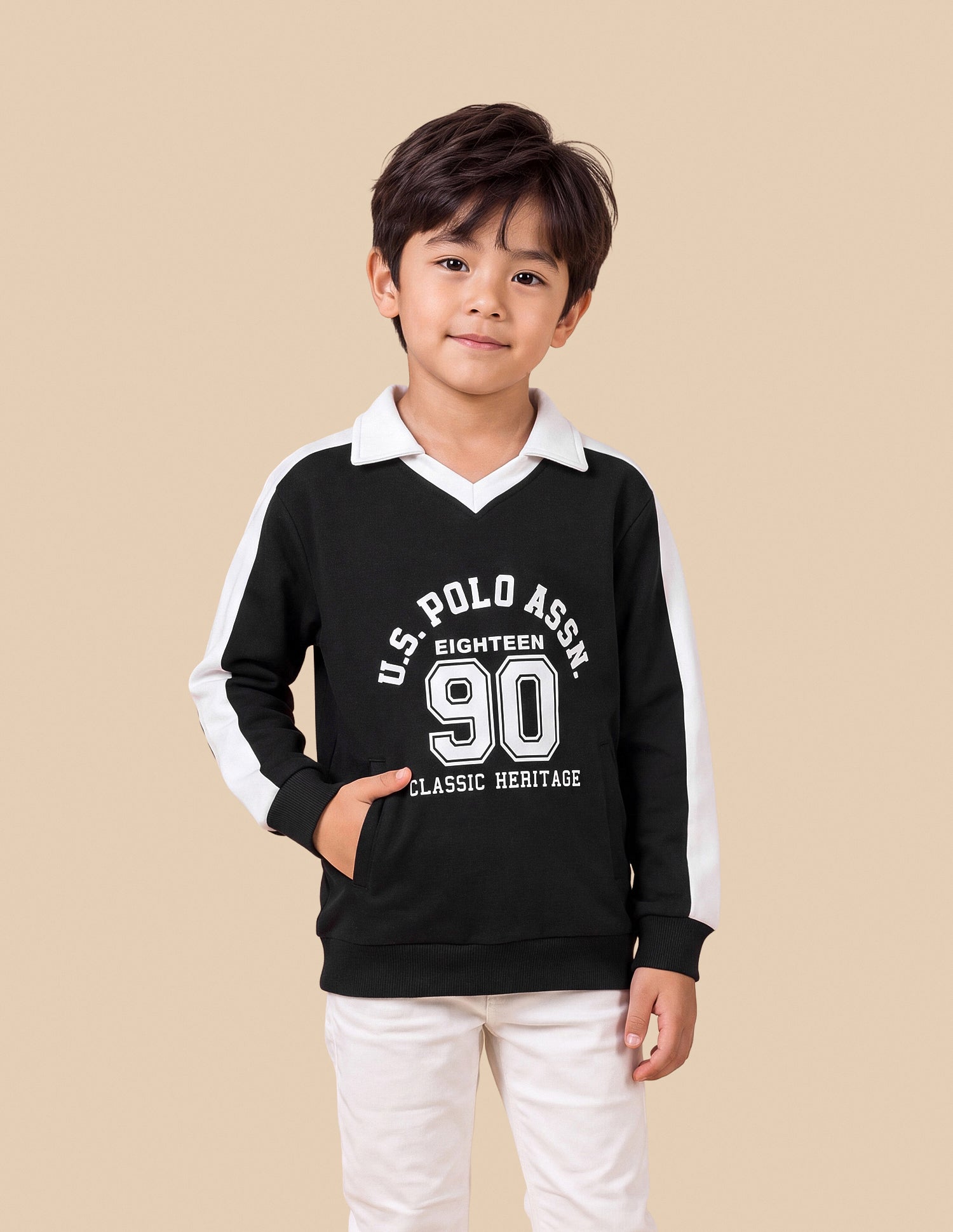 Brand Printed Regular Fit Sweatshirt White - U.S. Polo Assn. India | Large