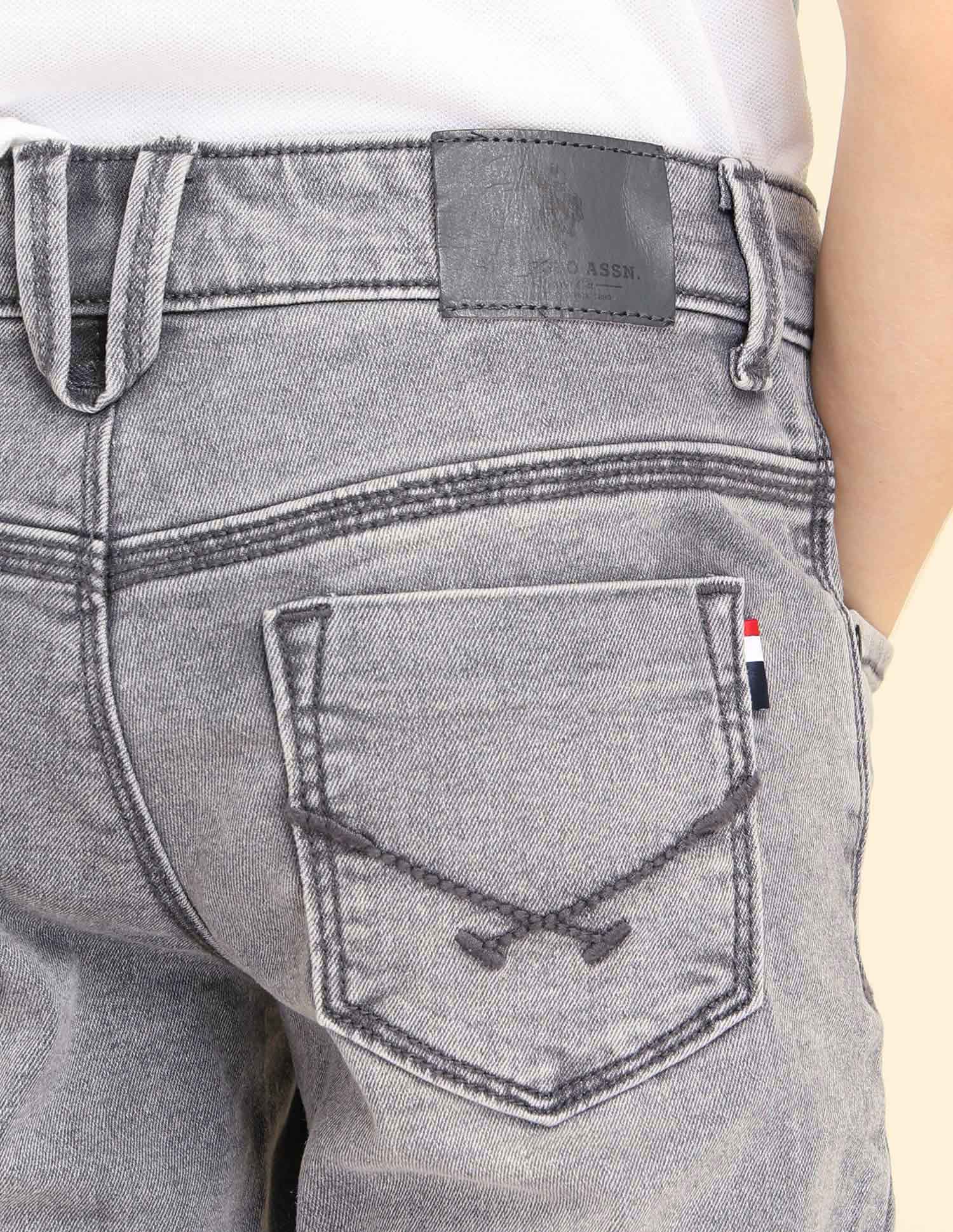 Boys Stone Washed Relaxed Fit Jeans Light Grey - U.S. POLO ASSN. | Large