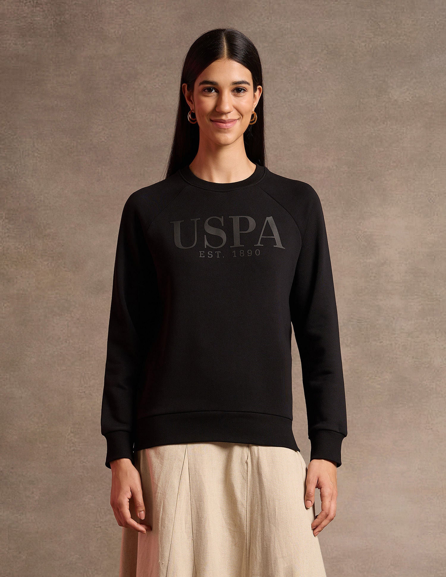 Hd Print Regular Fit Sweatshirt Black - U.S. POLO ASSN. | Large
