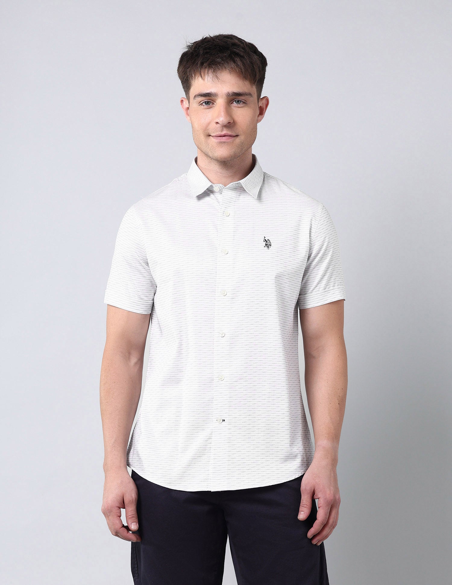 All Over Printed Dobby Shirt White - U.S. Polo Assn. India | Large