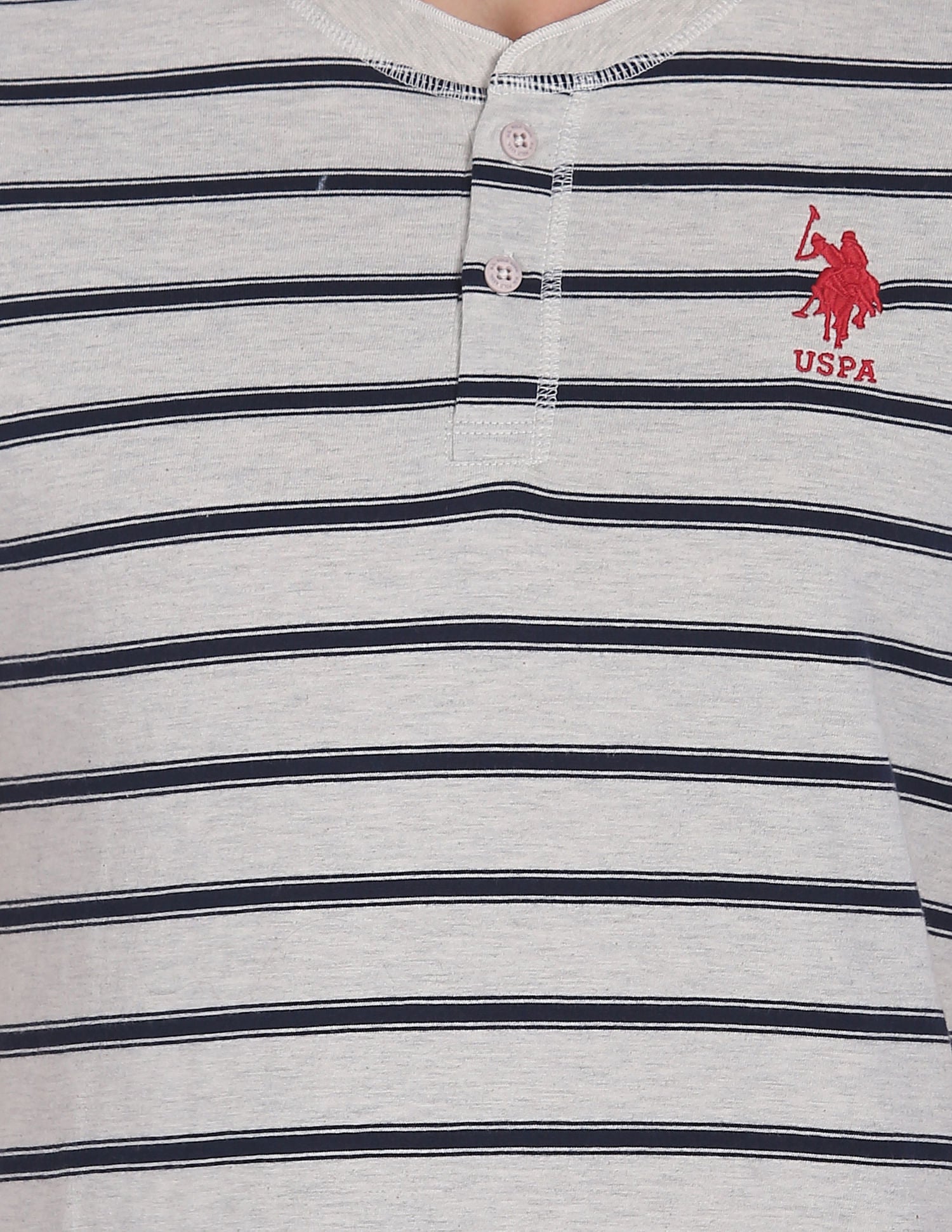 Comfort Fit Striped Cotton I687 Henley Lounge T-Shirt Pack Of