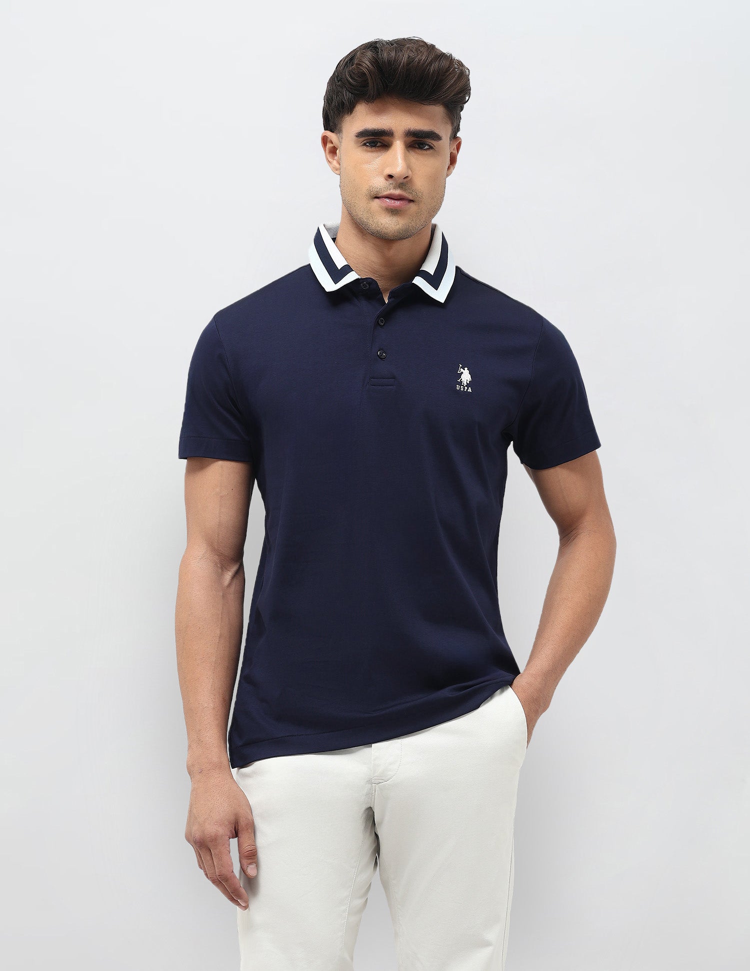 Solid Regular Fit Polo Shirt Navy - U.S. POLO ASSN. | Large