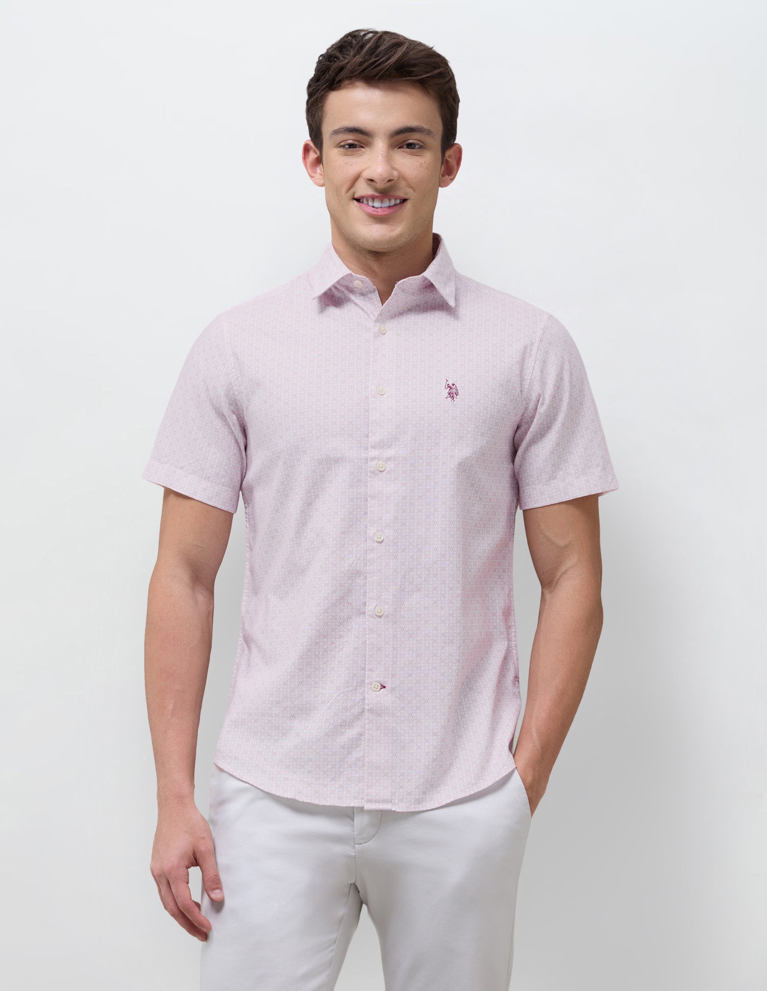 Floral Geometric Regular Fit Shirt Maroon - U.S. Polo Assn. India | Large