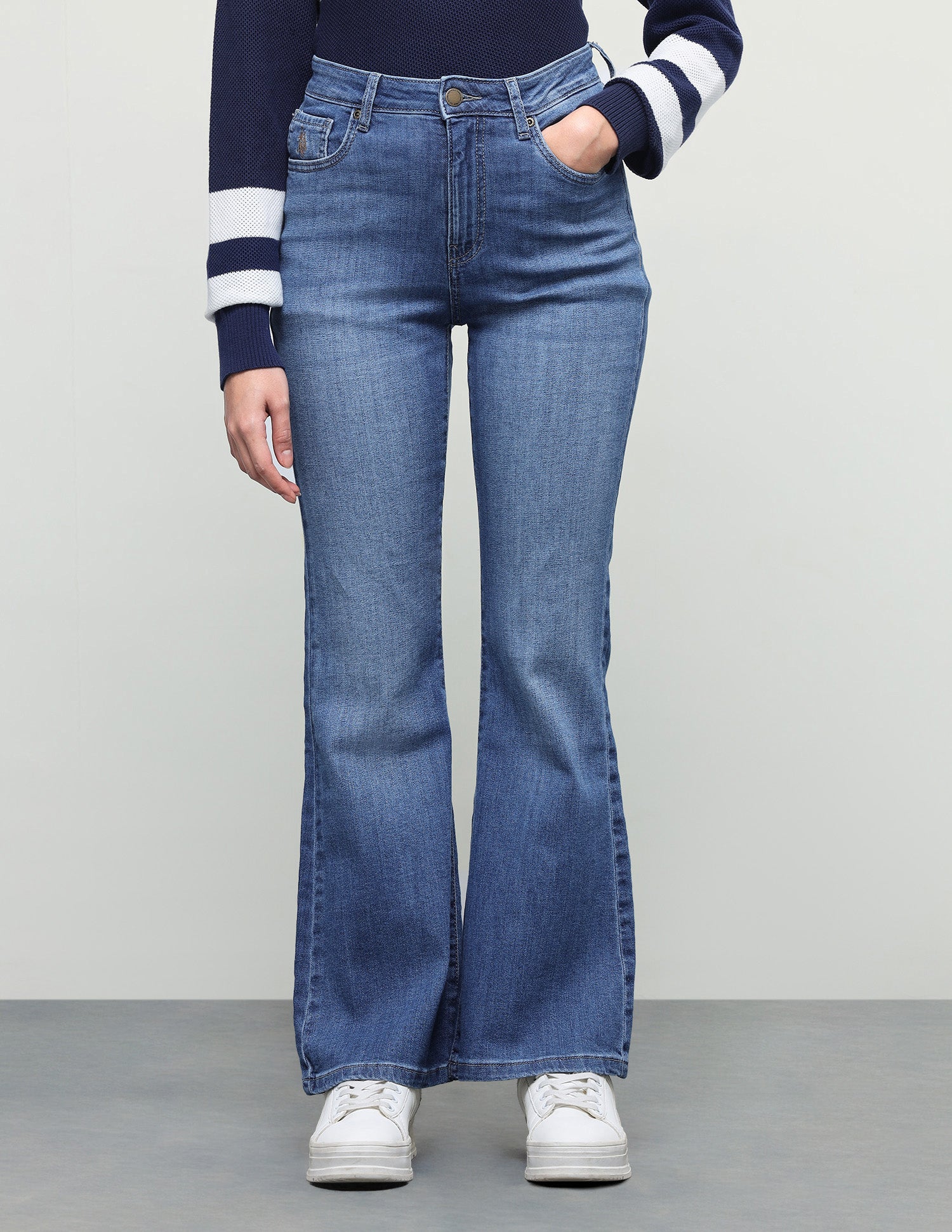 Flared Fit Blue Jeans Dark Blue - U.S. Polo Assn. India | Large