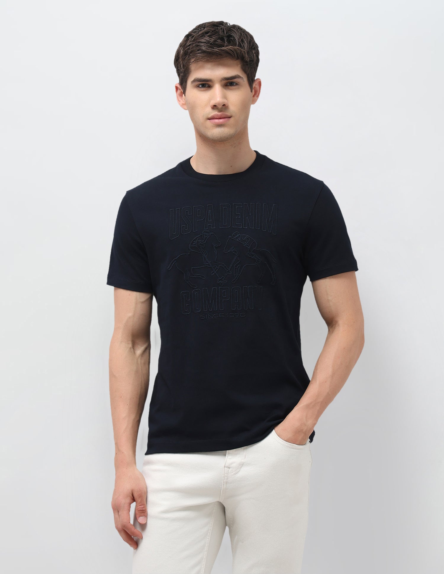 Brand Embroidered Slim Fit T-Shirt Navy - U.S. Polo Assn. India | Large
