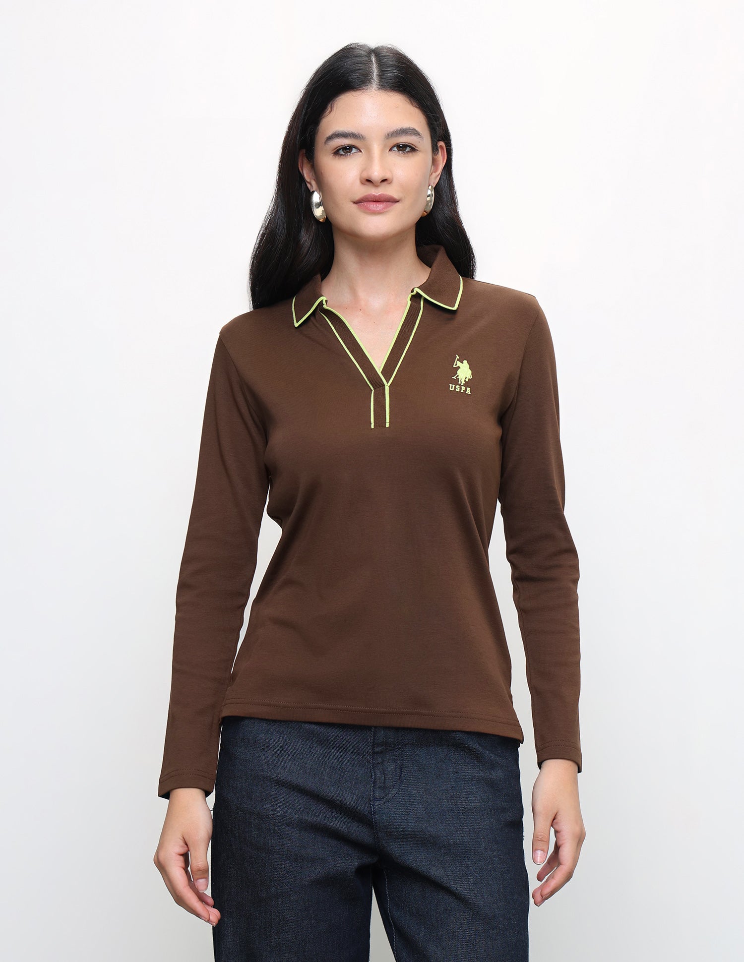 Solid Regular Fit Polo Shirt Brown - U.S. Polo Assn. India | Large