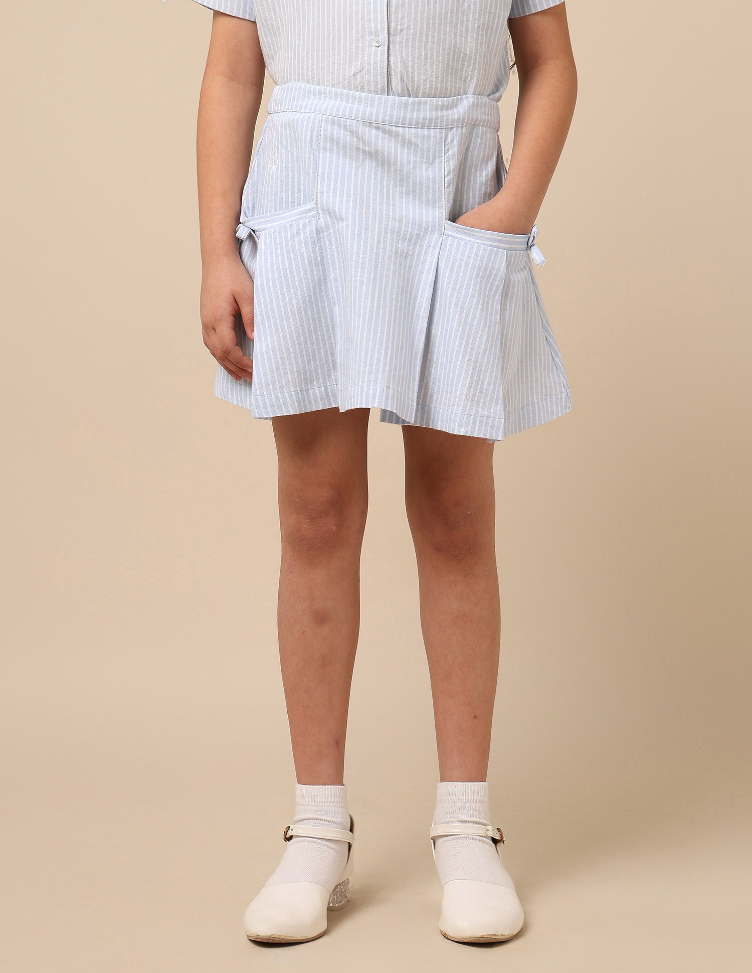 Girls Striped Skater Skirt Light Blue - U.S. POLO ASSN. | Large