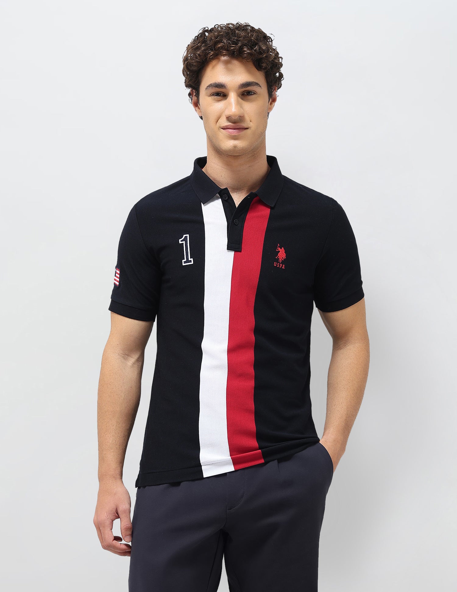 Colourblocked Slim Fit Polo Shirt Navy - U.S. Polo Assn. India | Large