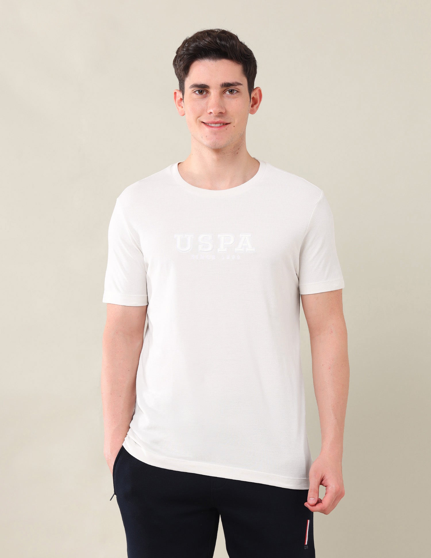 Brand Printed Slim Fit T-Shirt Off White - U.S. POLO ASSN. | Large