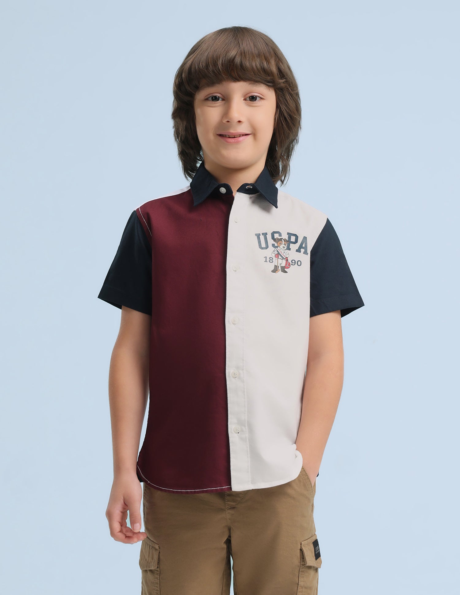 Colourblocked Oxford Shirt Maroon - U.S. Polo Assn. India | Large