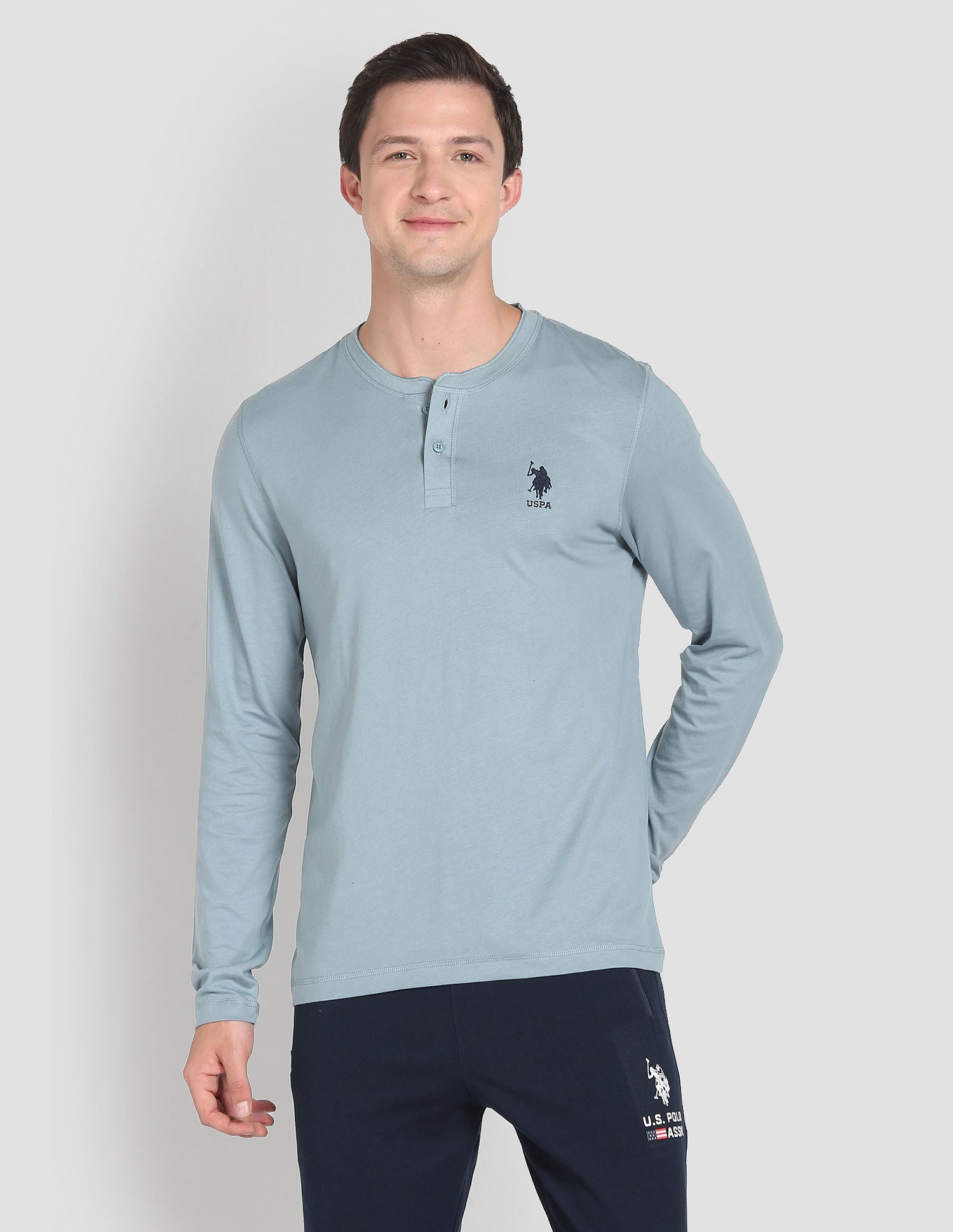 Henley Neck Solid I694 Lounge T-Shirt - Pack Of 1 Lead - U.S. POLO ASSN. | Large