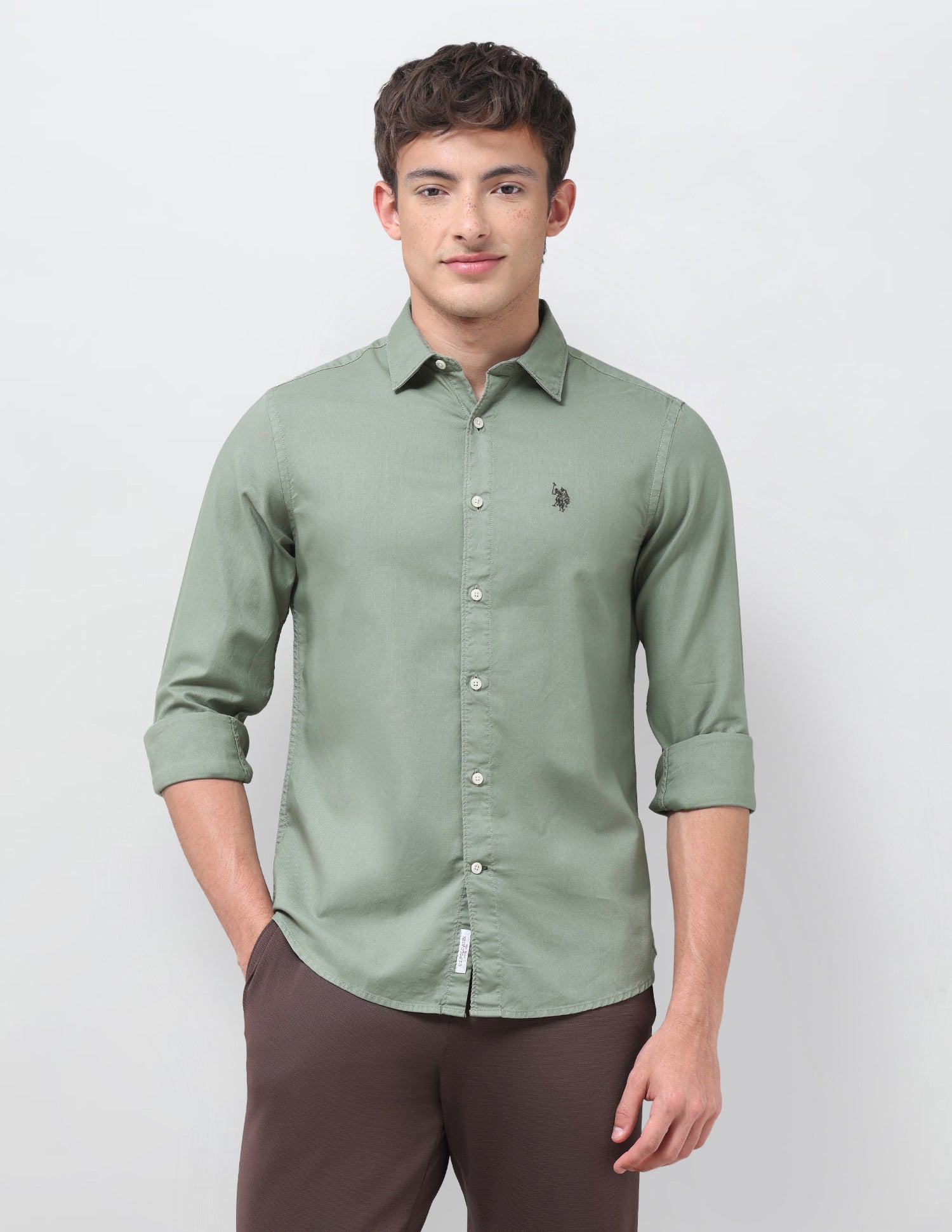 Solid Tailored Fit Shirt Mint - U.S. Polo Assn. India | Large