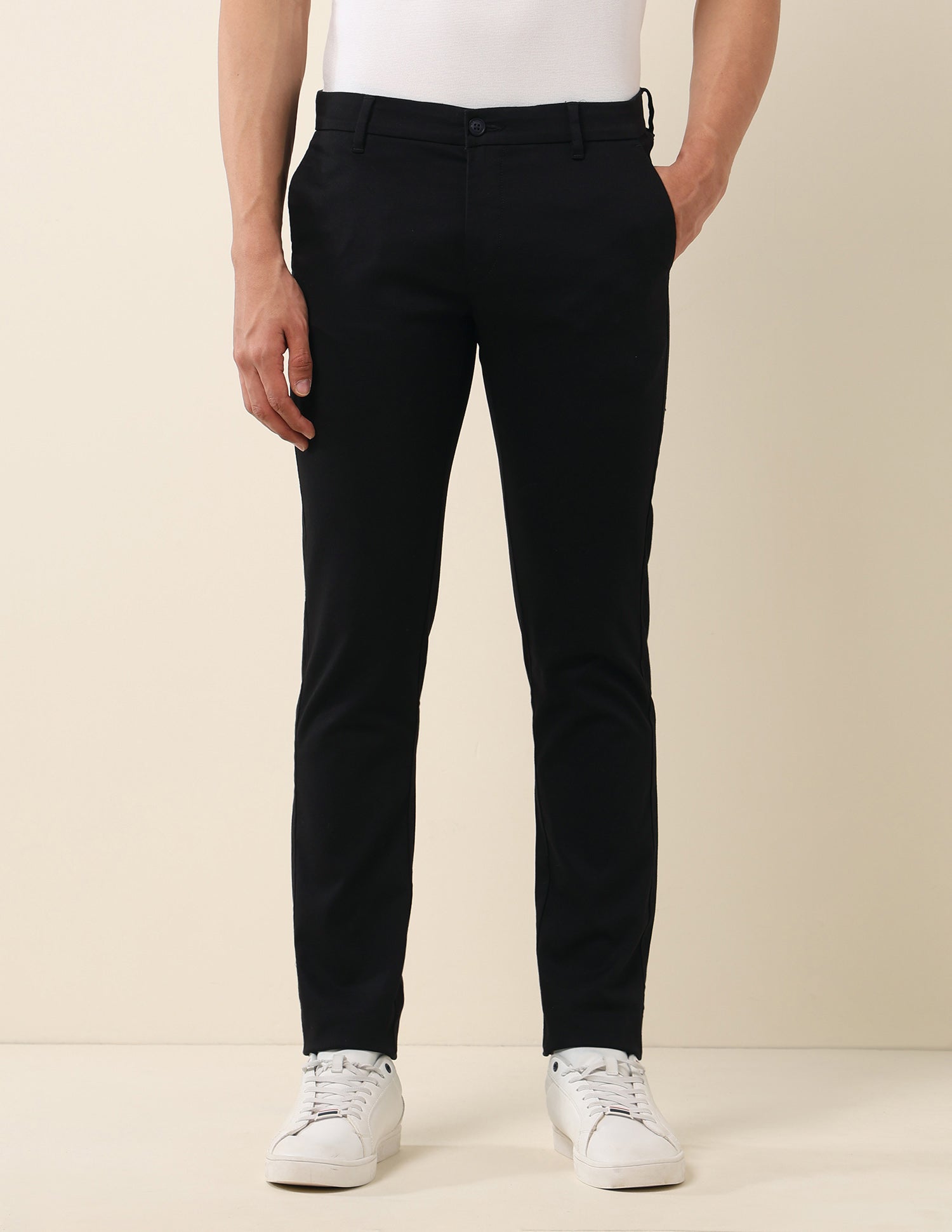 Textured Dobby Trousers Black - U.S. Polo Assn. India | Large