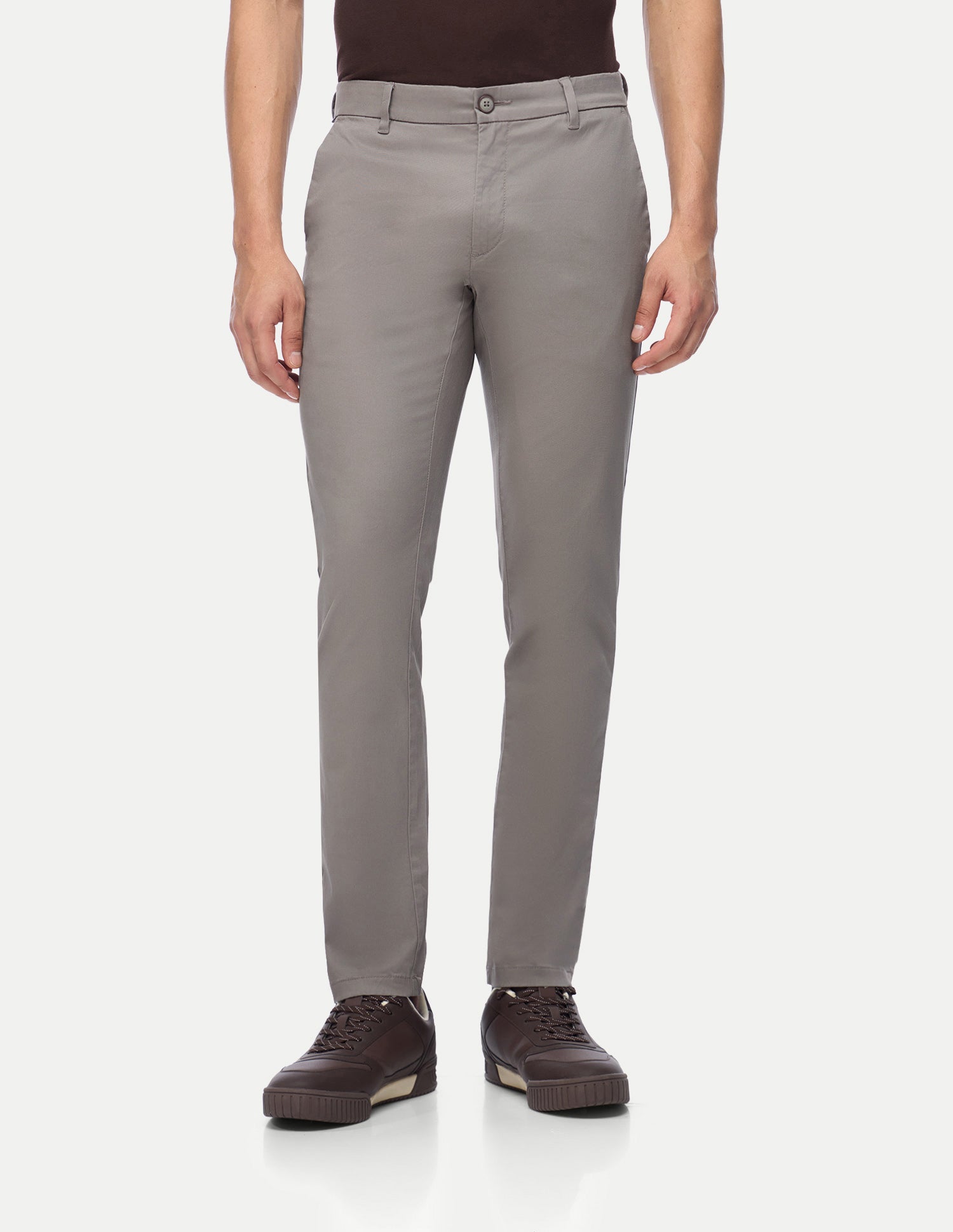 Austin Trim Regular Fit Twill Trousers Taupe Grey - U.S. Polo Assn. India | Large