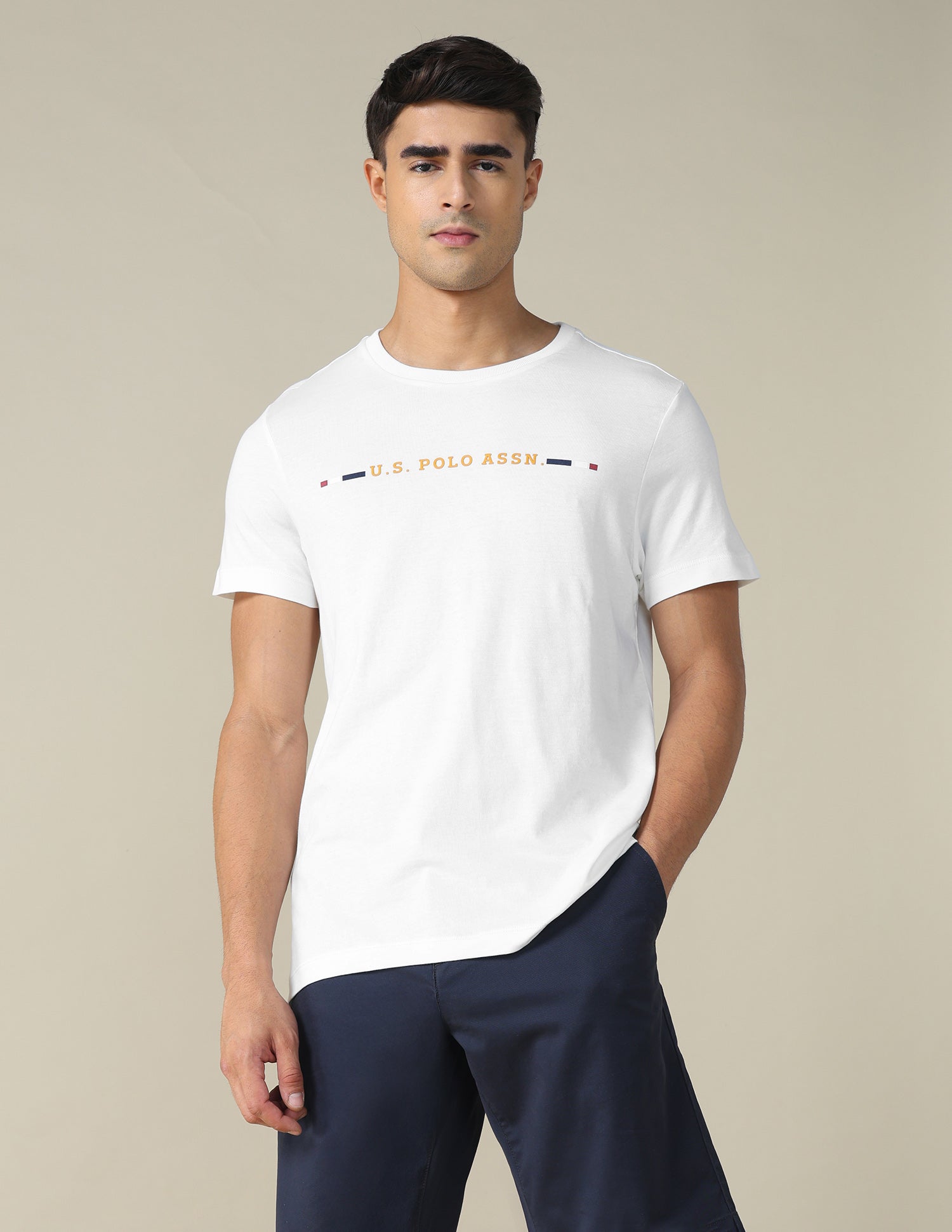 Regular Fit Solid T-shirt Ivory - U.S. POLO ASSN. | Large