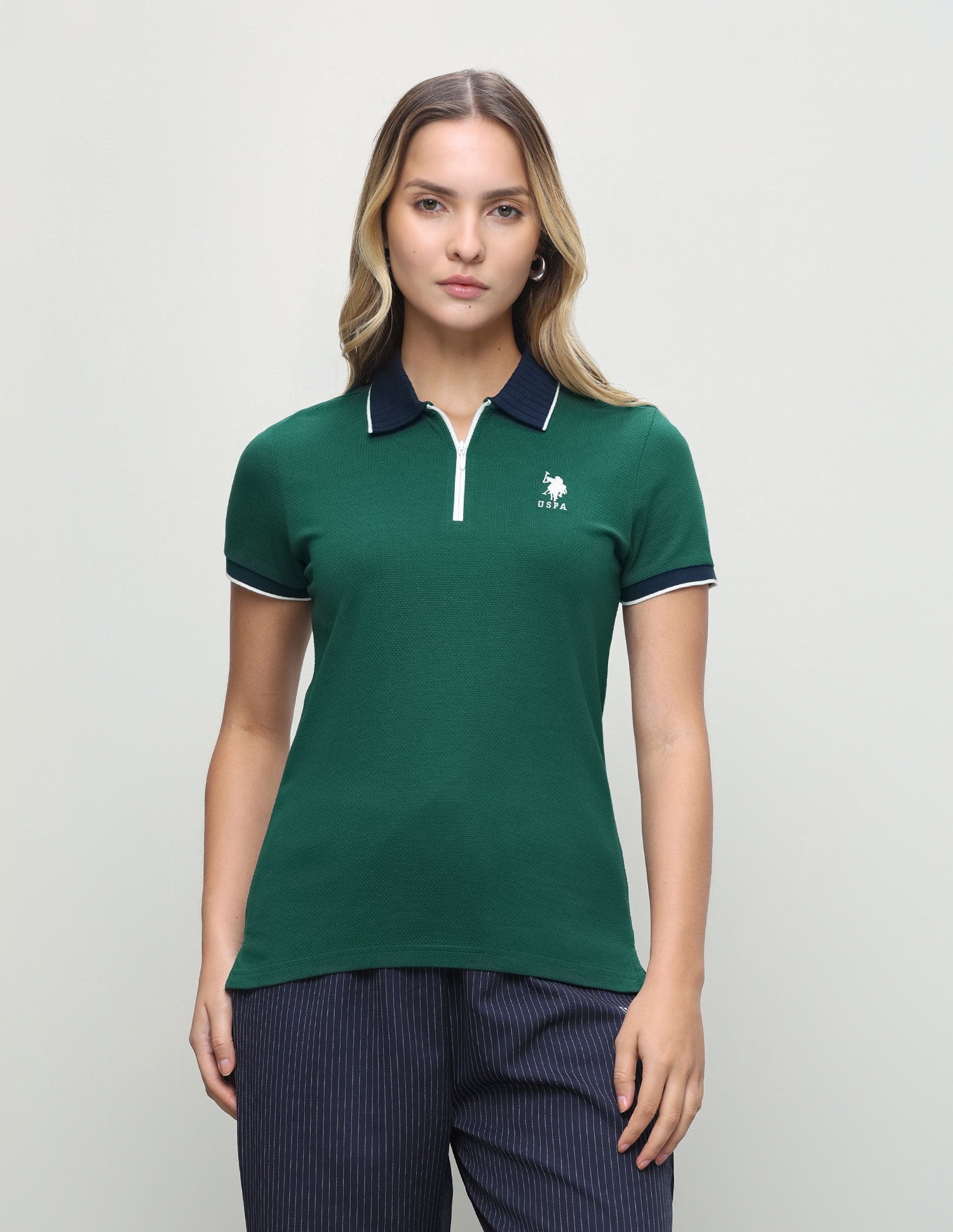 Textured Regular Fit Polo Shirt Dark Green - U.S. Polo Assn. India | Large